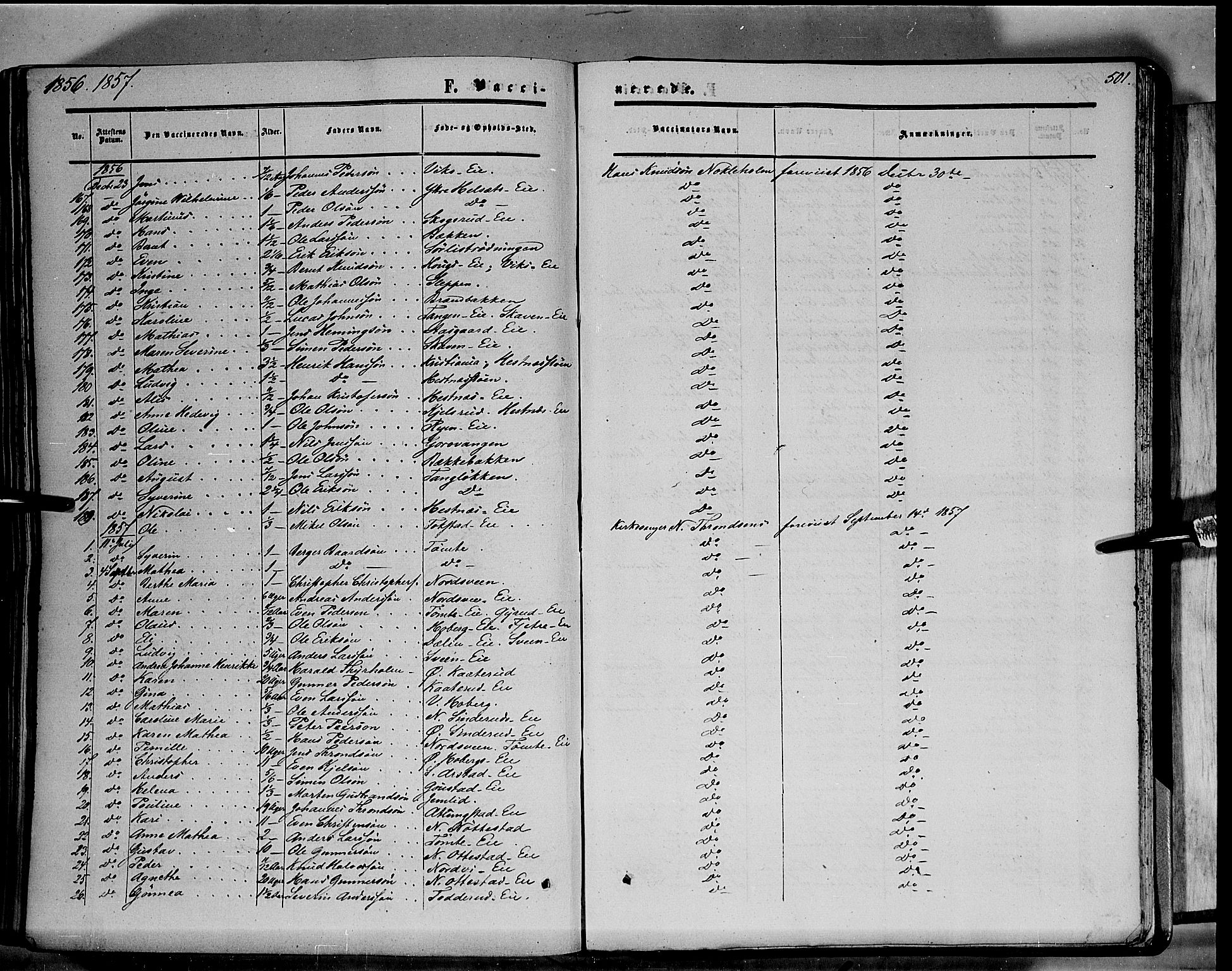 Stange prestekontor, SAH/PREST-002/K/L0012: Parish register (official) no. 12, 1852-1862, p. 501