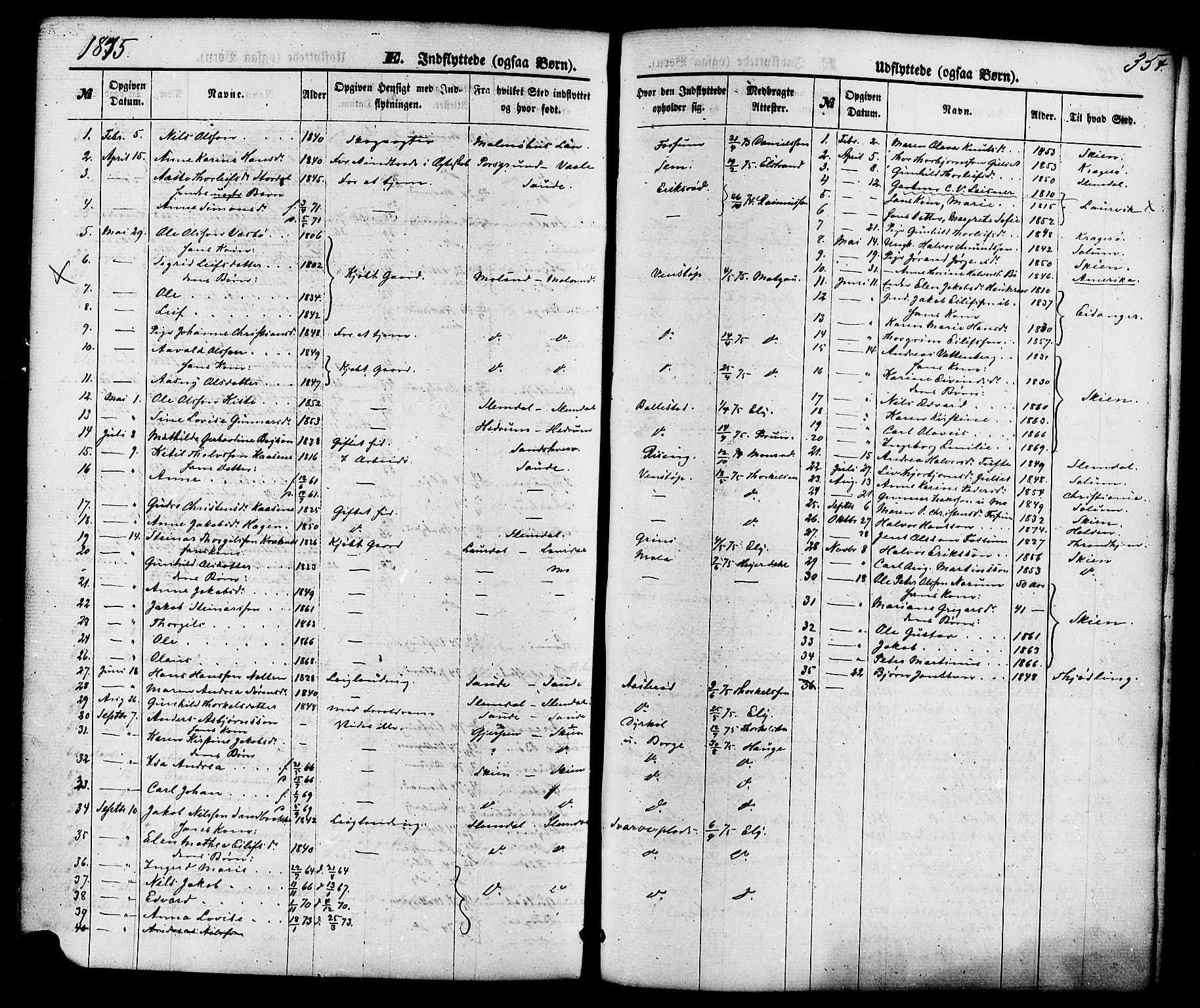 Gjerpen kirkebøker, SAKO/A-265/F/Fa/L0009: Parish register (official) no. I 9, 1872-1885, p. 354