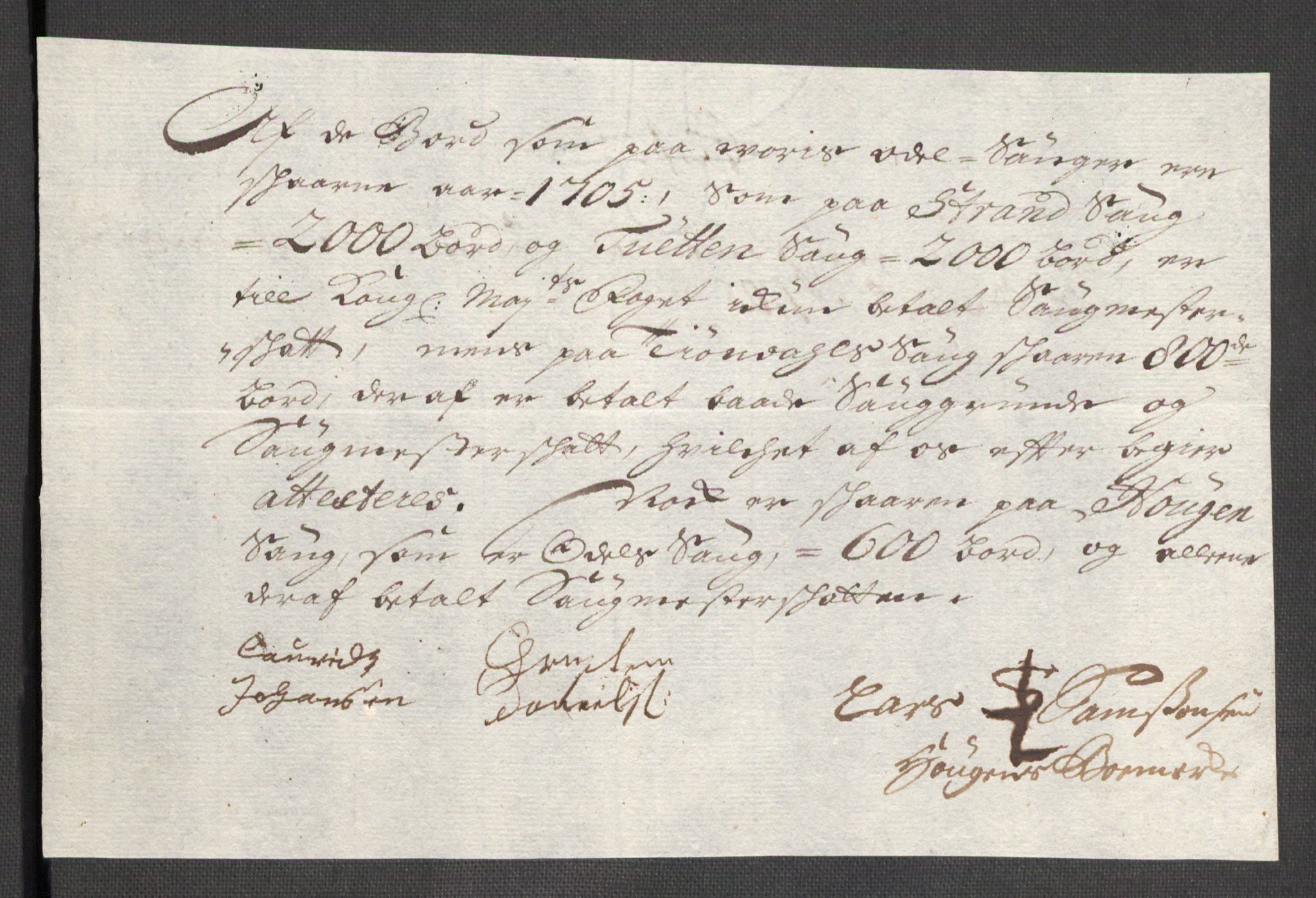 Rentekammeret inntil 1814, Reviderte regnskaper, Fogderegnskap, AV/RA-EA-4092/R48/L2983: Fogderegnskap Sunnhordland og Hardanger, 1705, p. 189