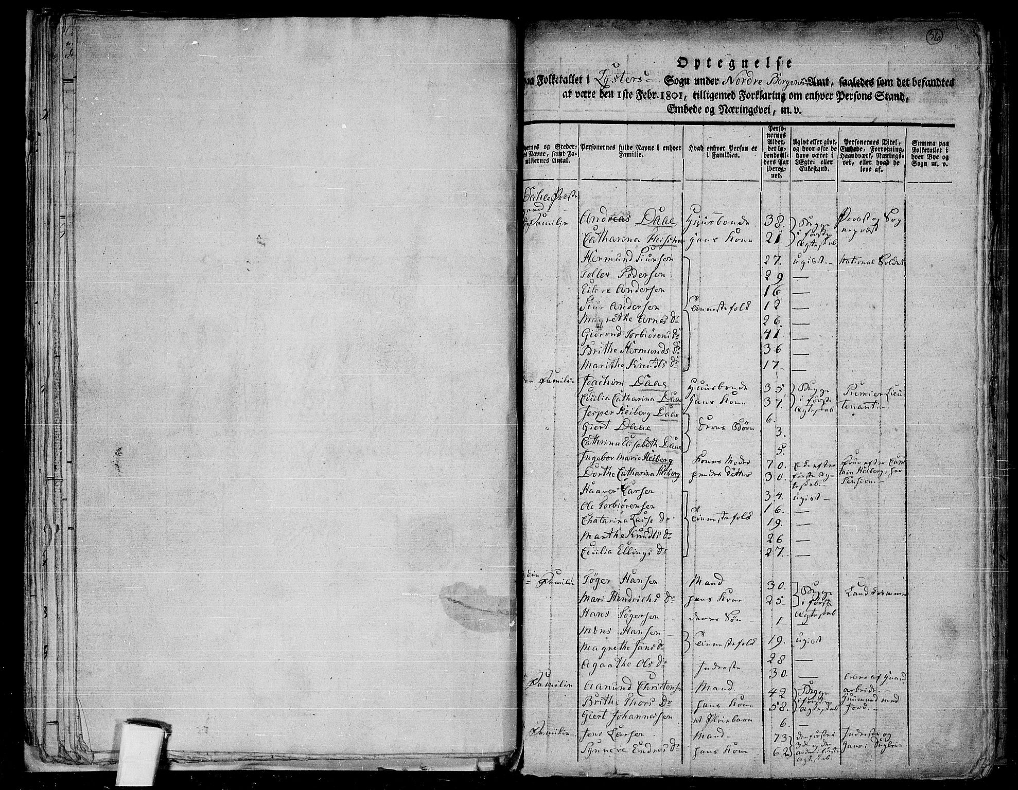RA, 1801 census for 1426P Luster, 1801, p. 35b-36a
