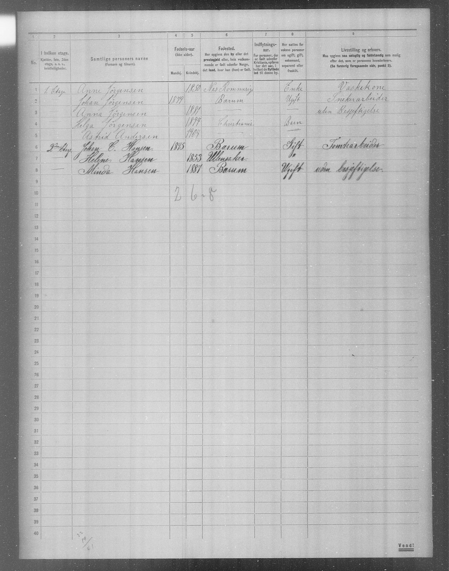 OBA, Municipal Census 1904 for Kristiania, 1904, p. 17317