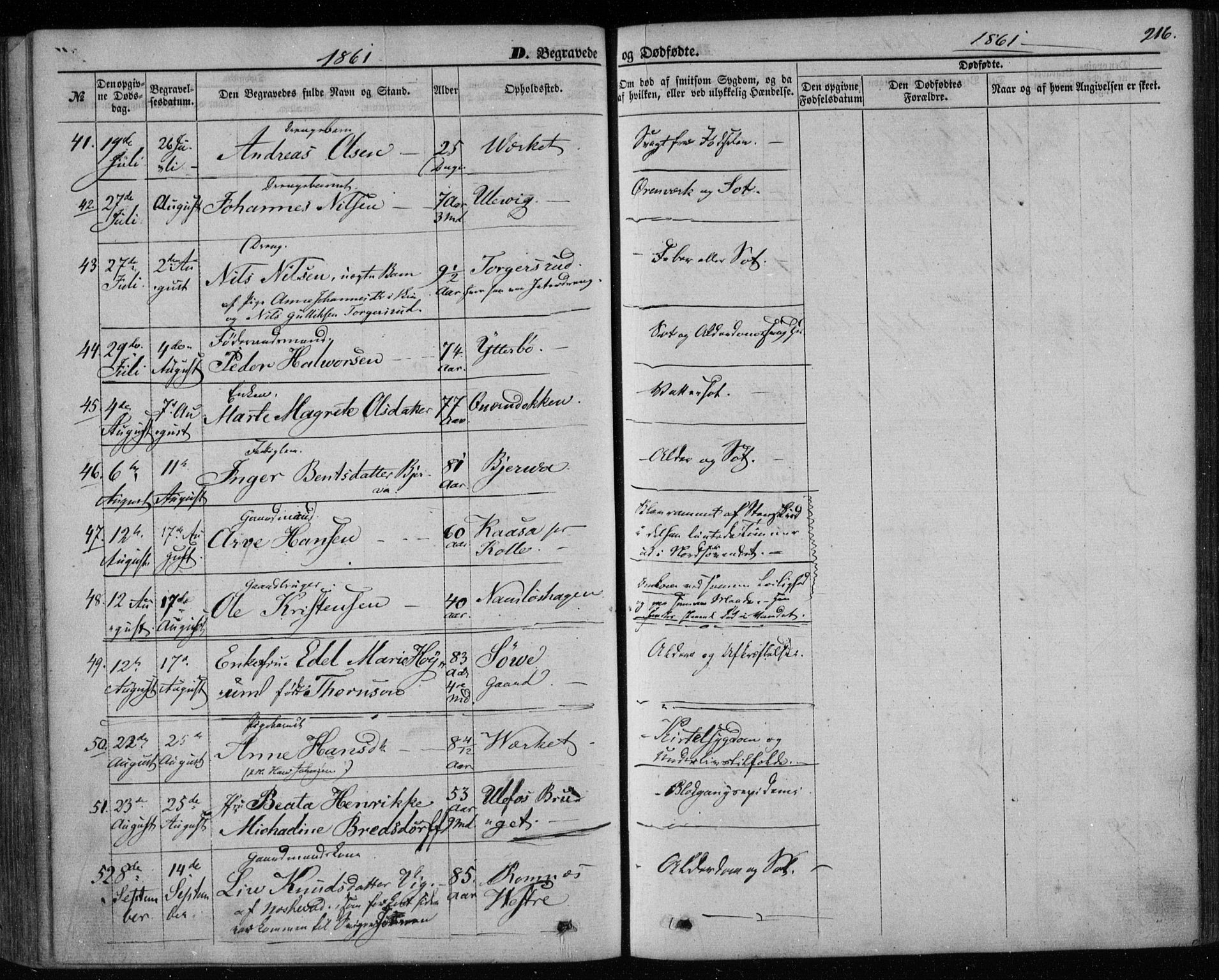 Holla kirkebøker, SAKO/A-272/F/Fa/L0006: Parish register (official) no. 6, 1861-1869, p. 216