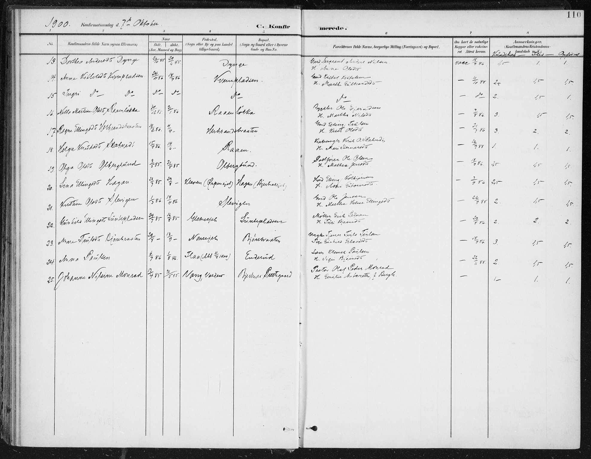 Krødsherad kirkebøker, AV/SAKO-A-19/F/Fa/L0007: Parish register (official) no. 7, 1900-1915, p. 110