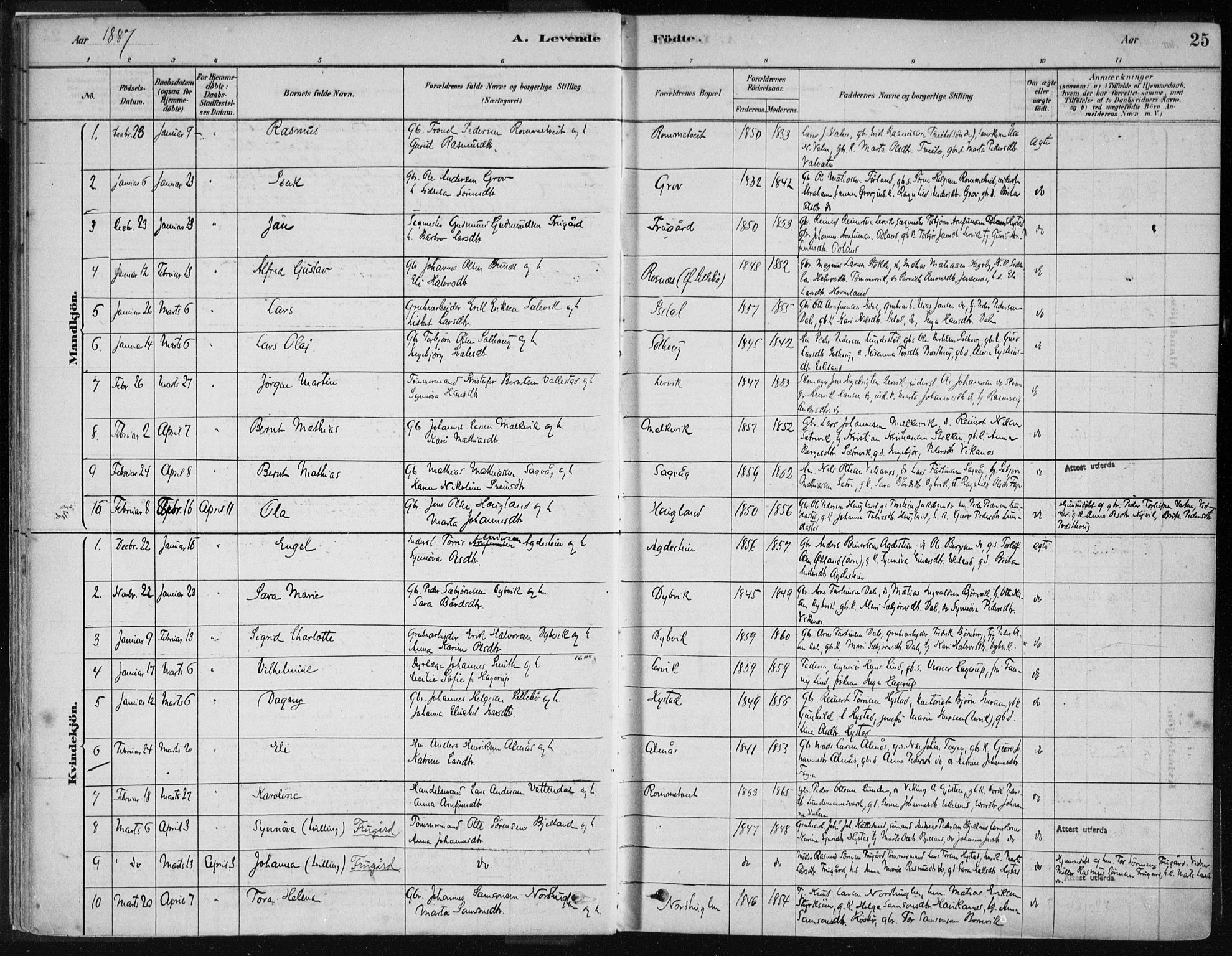 Stord sokneprestembete, AV/SAB-A-78201/H/Haa: Parish register (official) no. B 2, 1878-1913, p. 25