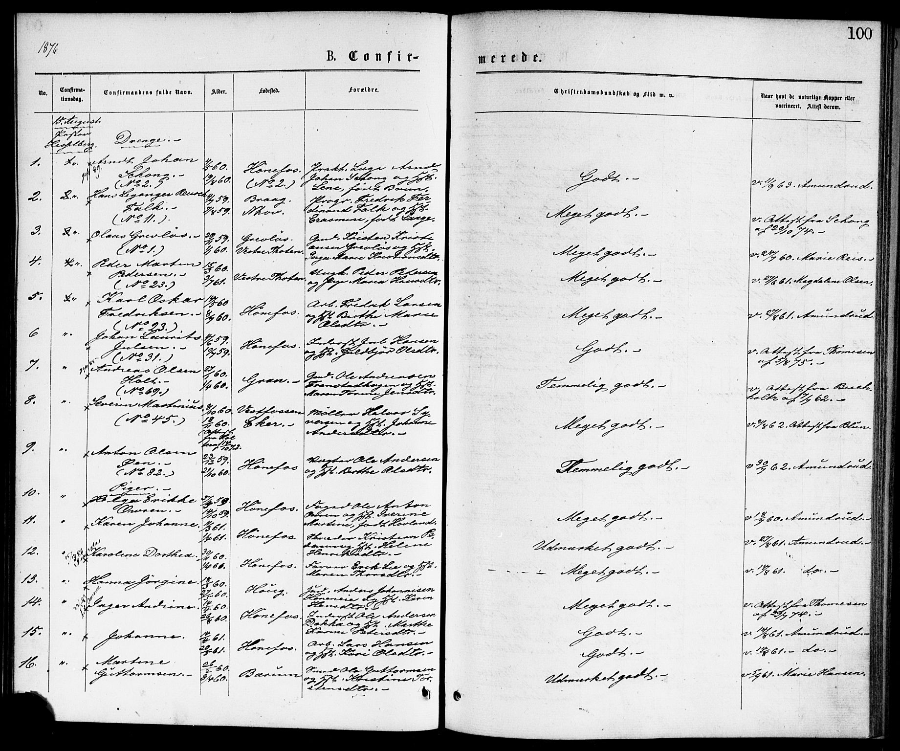 Hønefoss kirkebøker, AV/SAKO-A-609/F/Fa/L0001: Parish register (official) no. 1, 1875-1887, p. 100