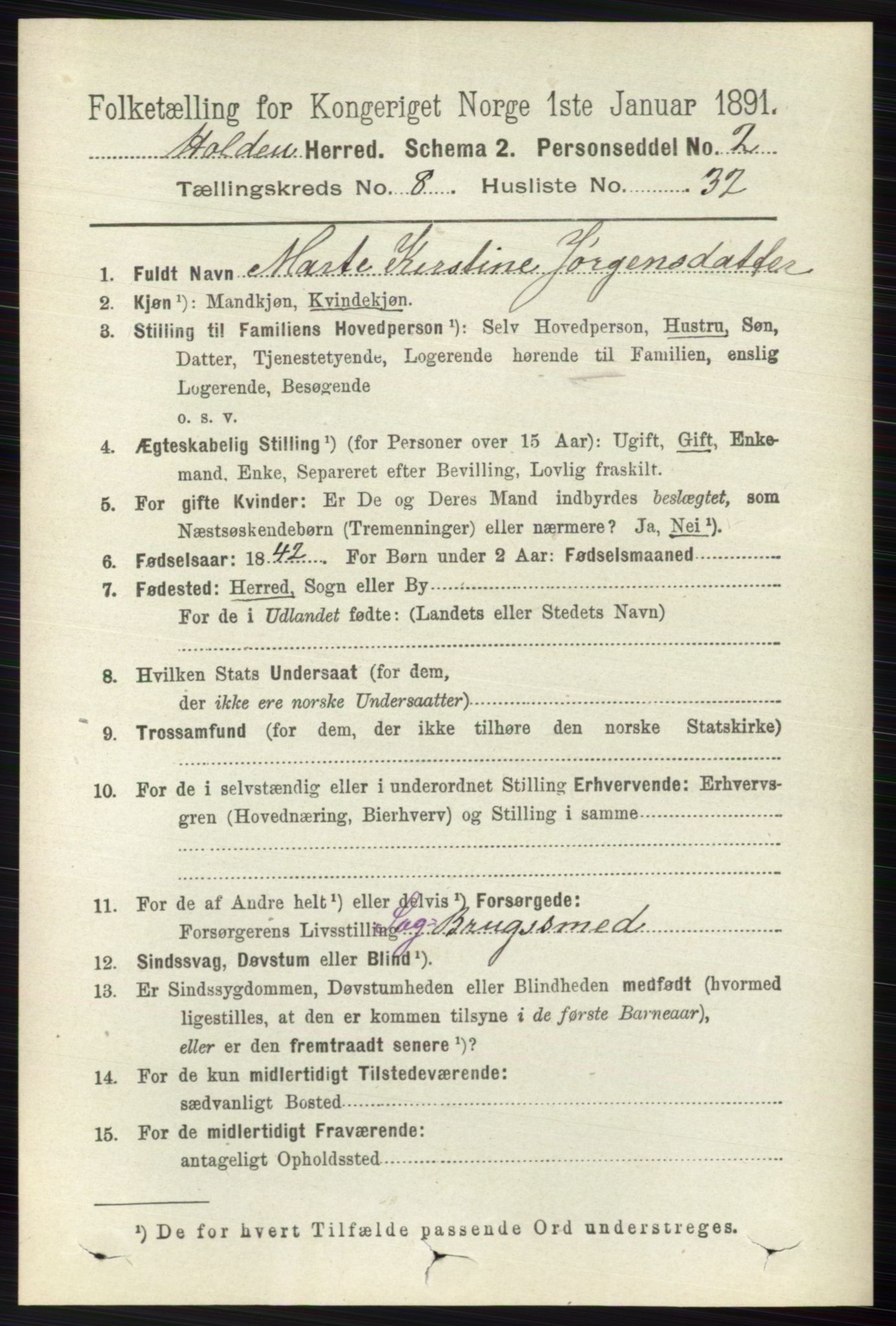 RA, 1891 census for 0819 Holla, 1891, p. 3883