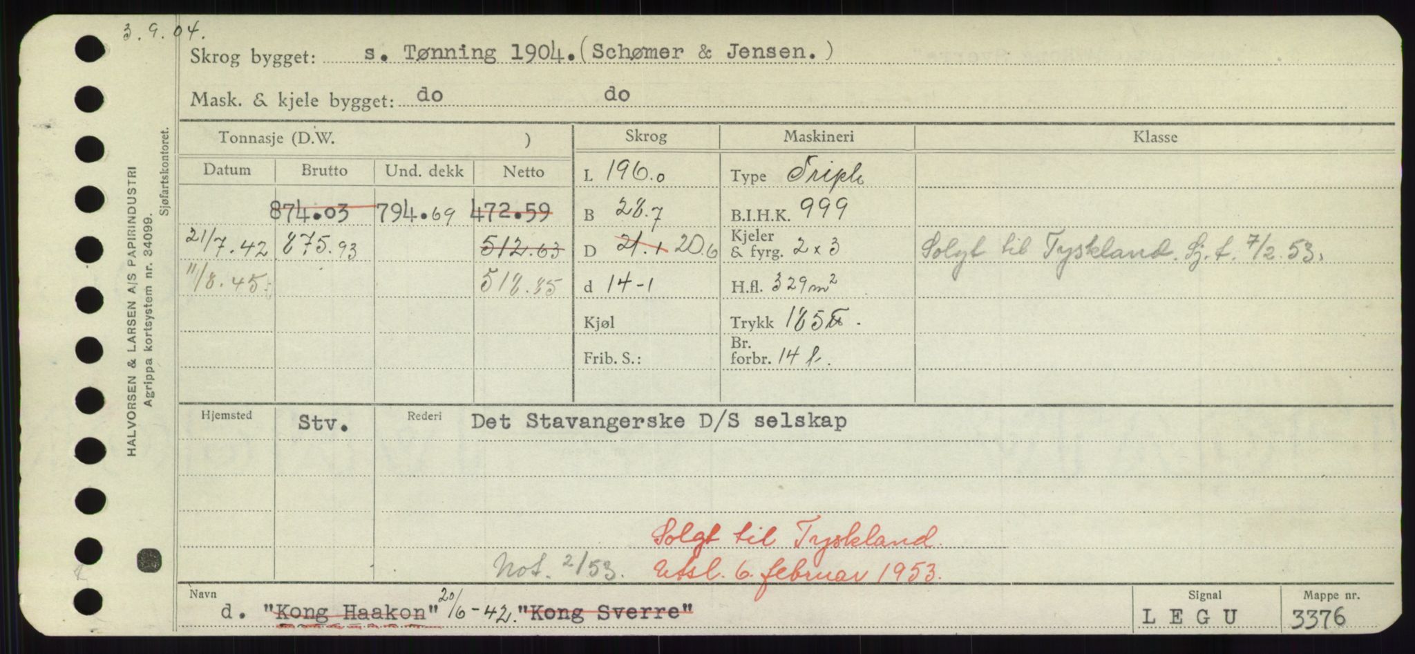 Sjøfartsdirektoratet med forløpere, Skipsmålingen, AV/RA-S-1627/H/Hd/L0020: Fartøy, K-Kon, p. 493