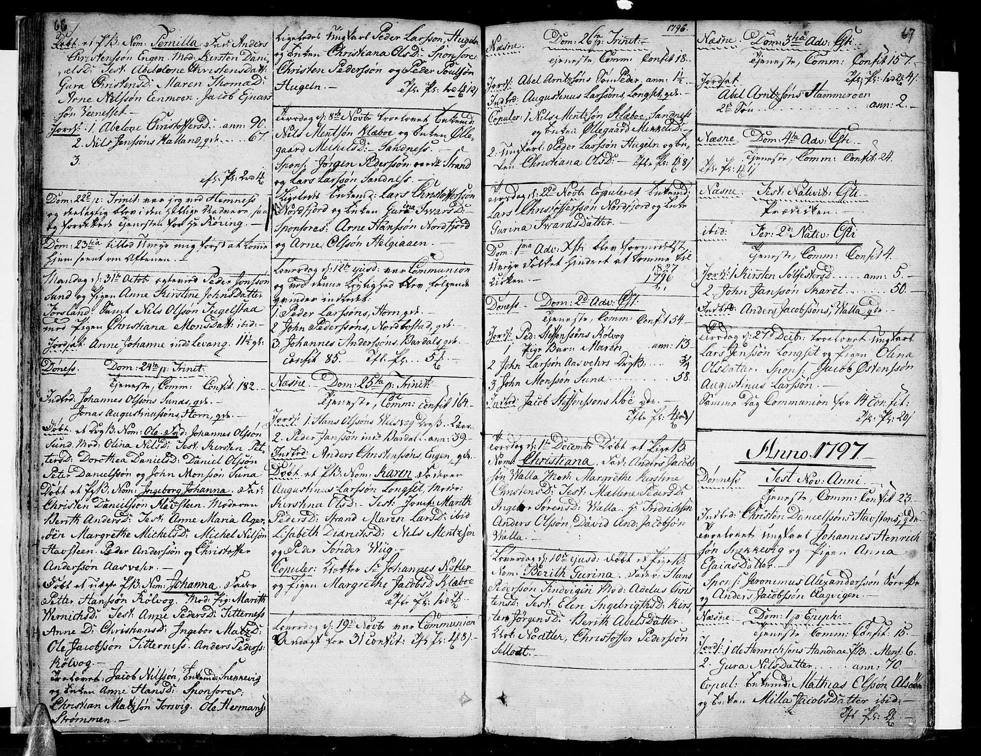 Ministerialprotokoller, klokkerbøker og fødselsregistre - Nordland, SAT/A-1459/838/L0545: Parish register (official) no. 838A04, 1791-1820, p. 66-67