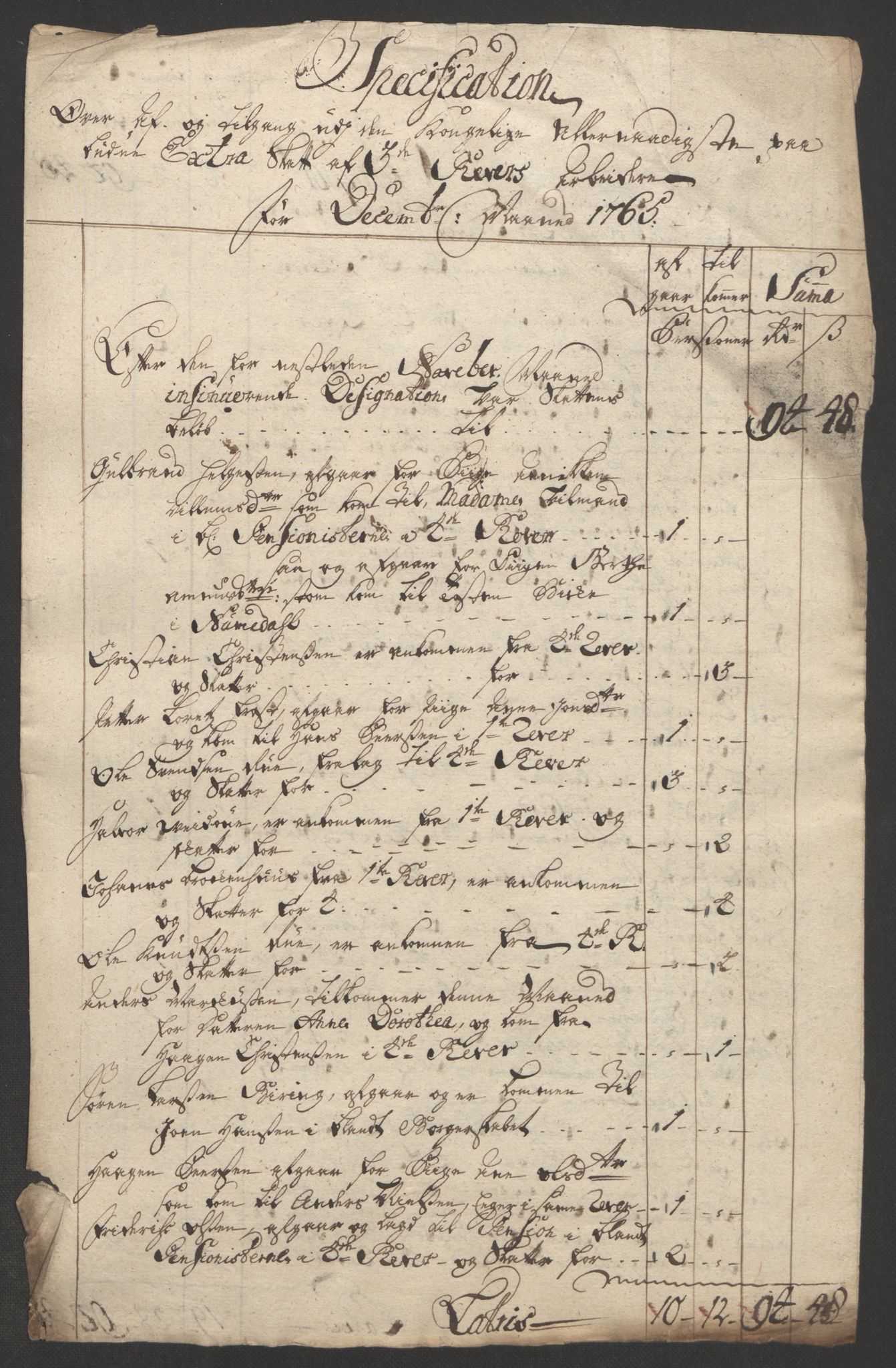 Rentekammeret inntil 1814, Reviderte regnskaper, Bergverksregnskaper, AV/RA-EA-3222/R/Rc/Rca/L0843: Ekstraskatt, 1762-1765, p. 1105