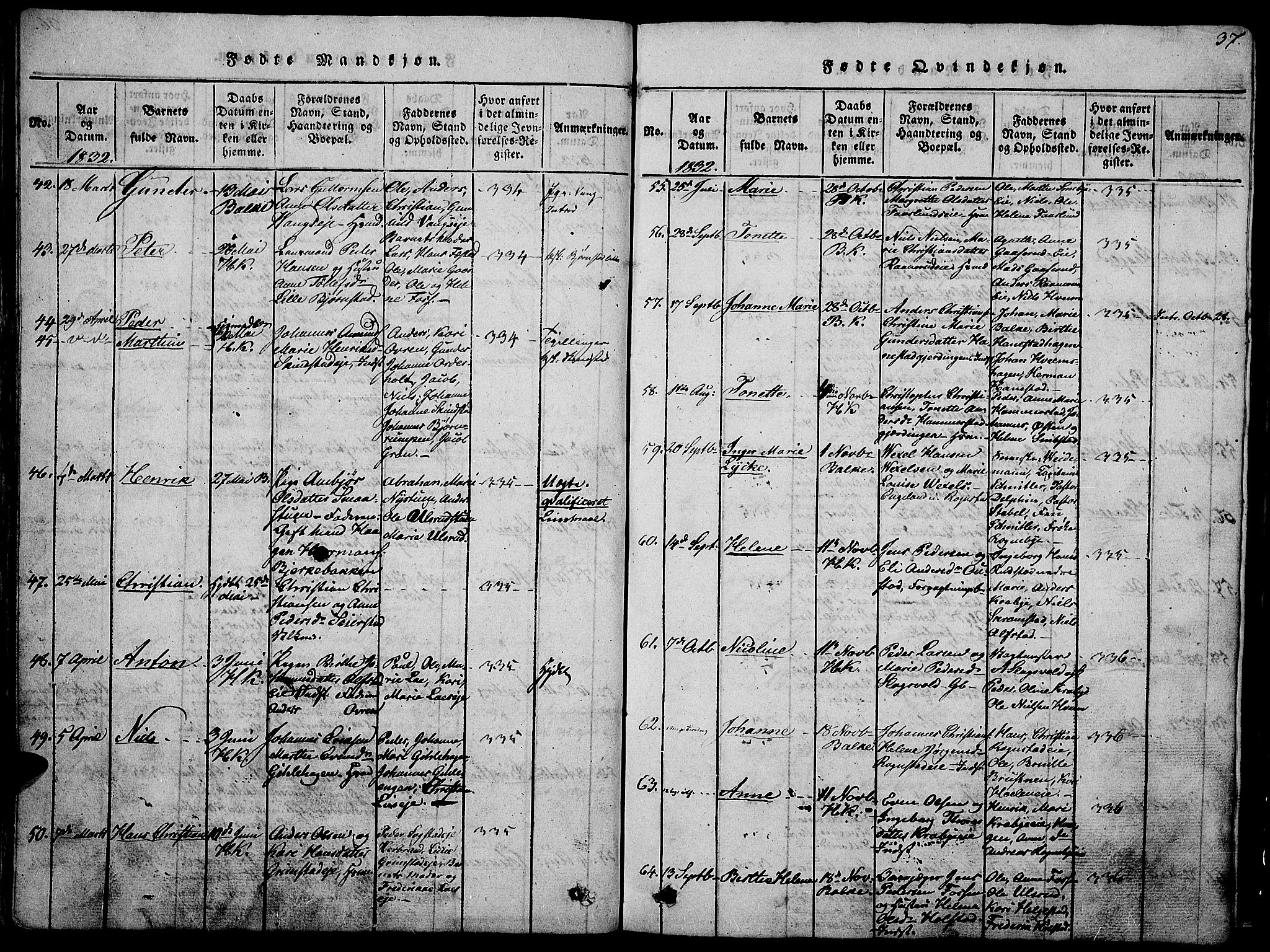 Østre Toten prestekontor, SAH/PREST-104/H/Ha/Hab/L0001: Parish register (copy) no. 1, 1827-1839, p. 37