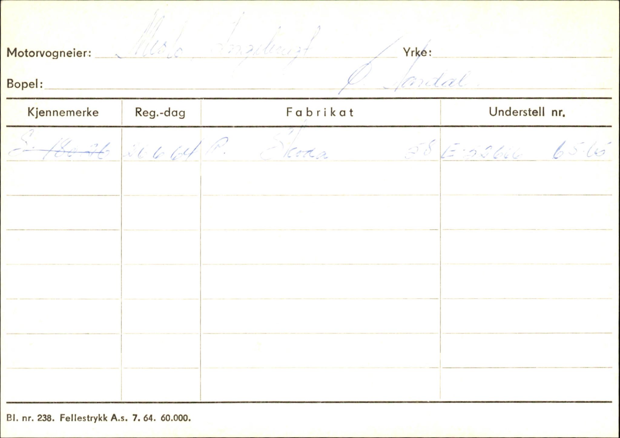 Statens vegvesen, Sogn og Fjordane vegkontor, SAB/A-5301/4/F/L0145: Registerkort Vågsøy S-Å. Årdal I-P, 1945-1975, p. 1677