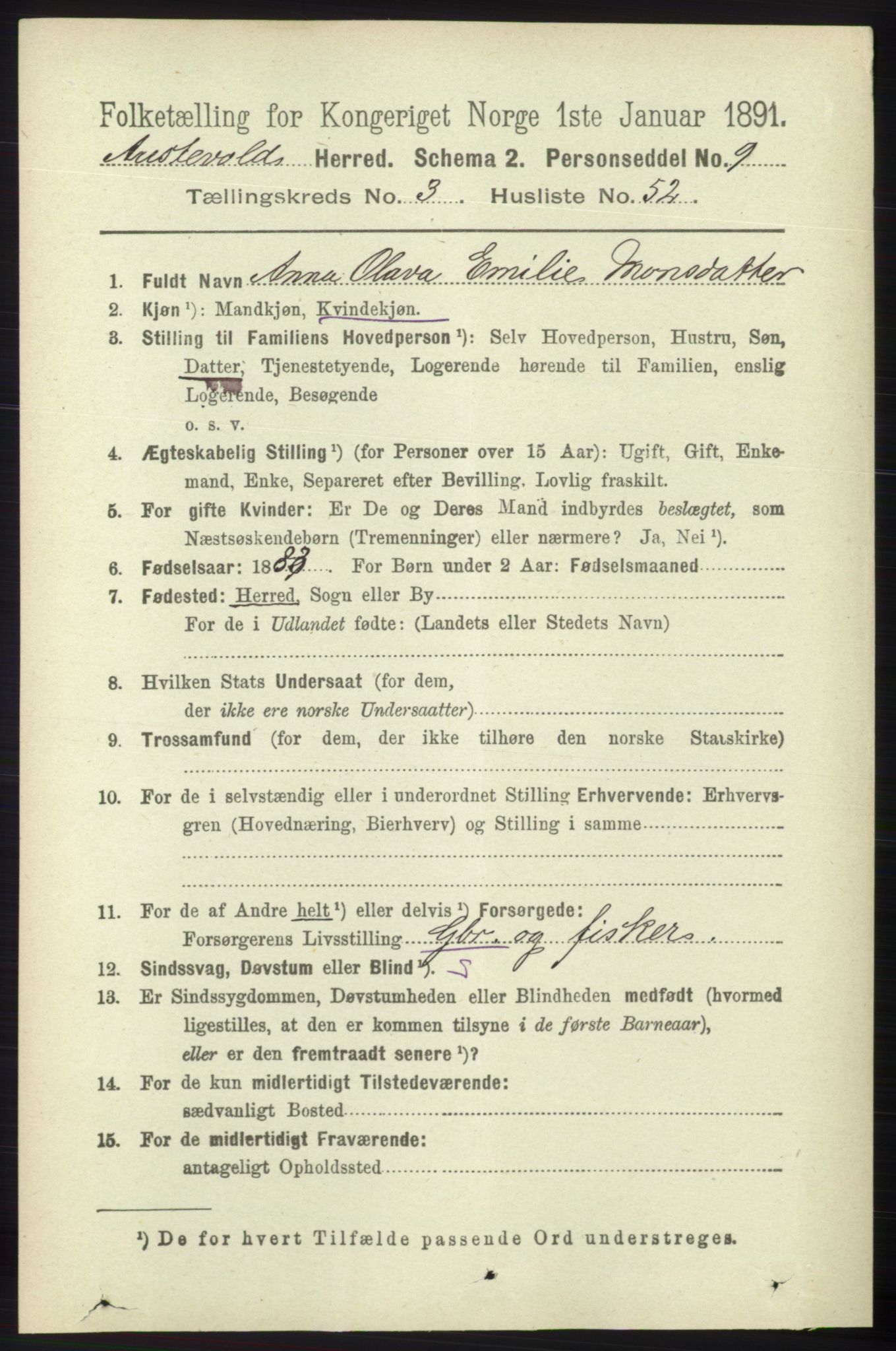 RA, 1891 census for 1244 Austevoll, 1891, p. 1319