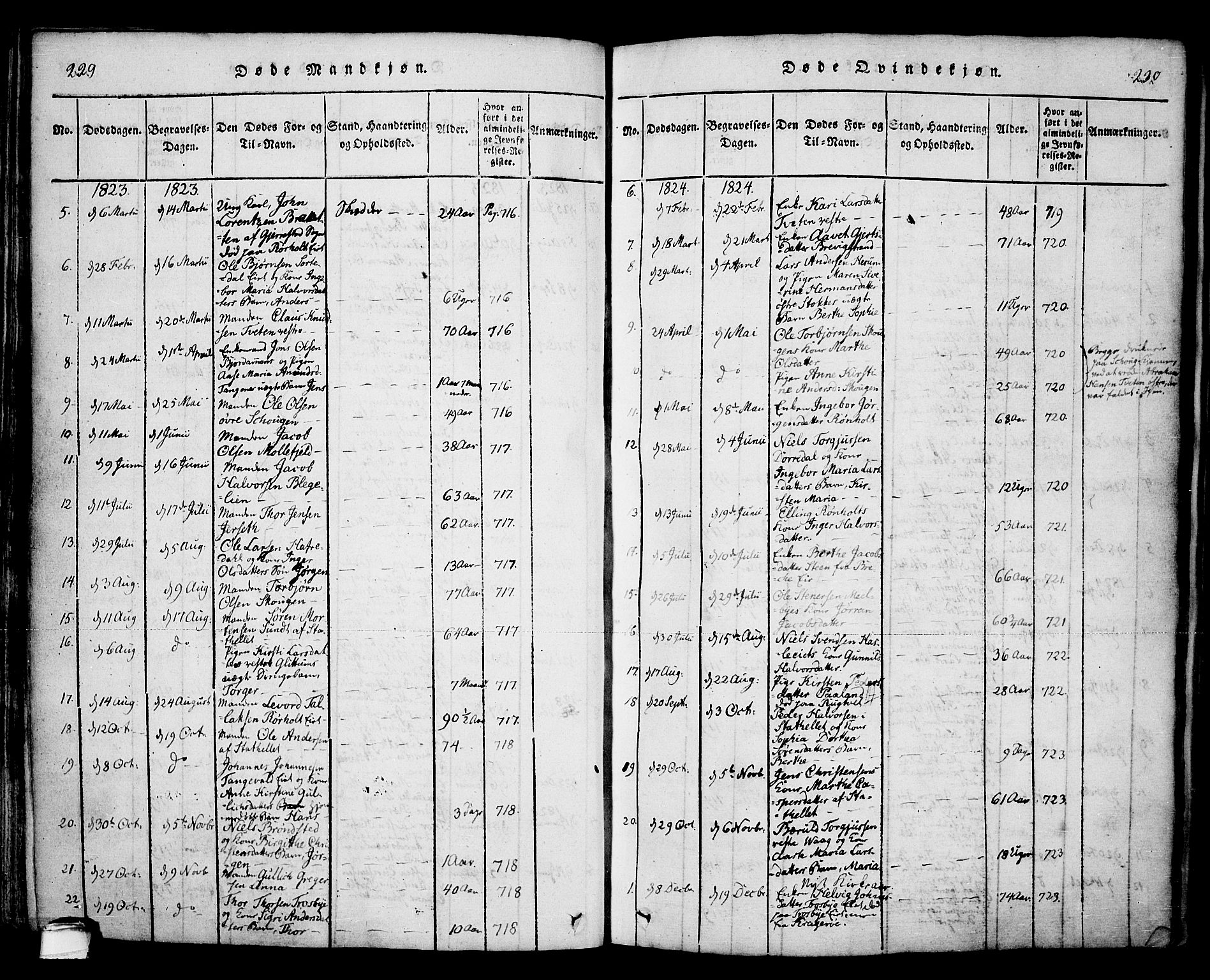 Bamble kirkebøker, AV/SAKO-A-253/F/Fa/L0003: Parish register (official) no. I 3 /1, 1814-1834, p. 229-230