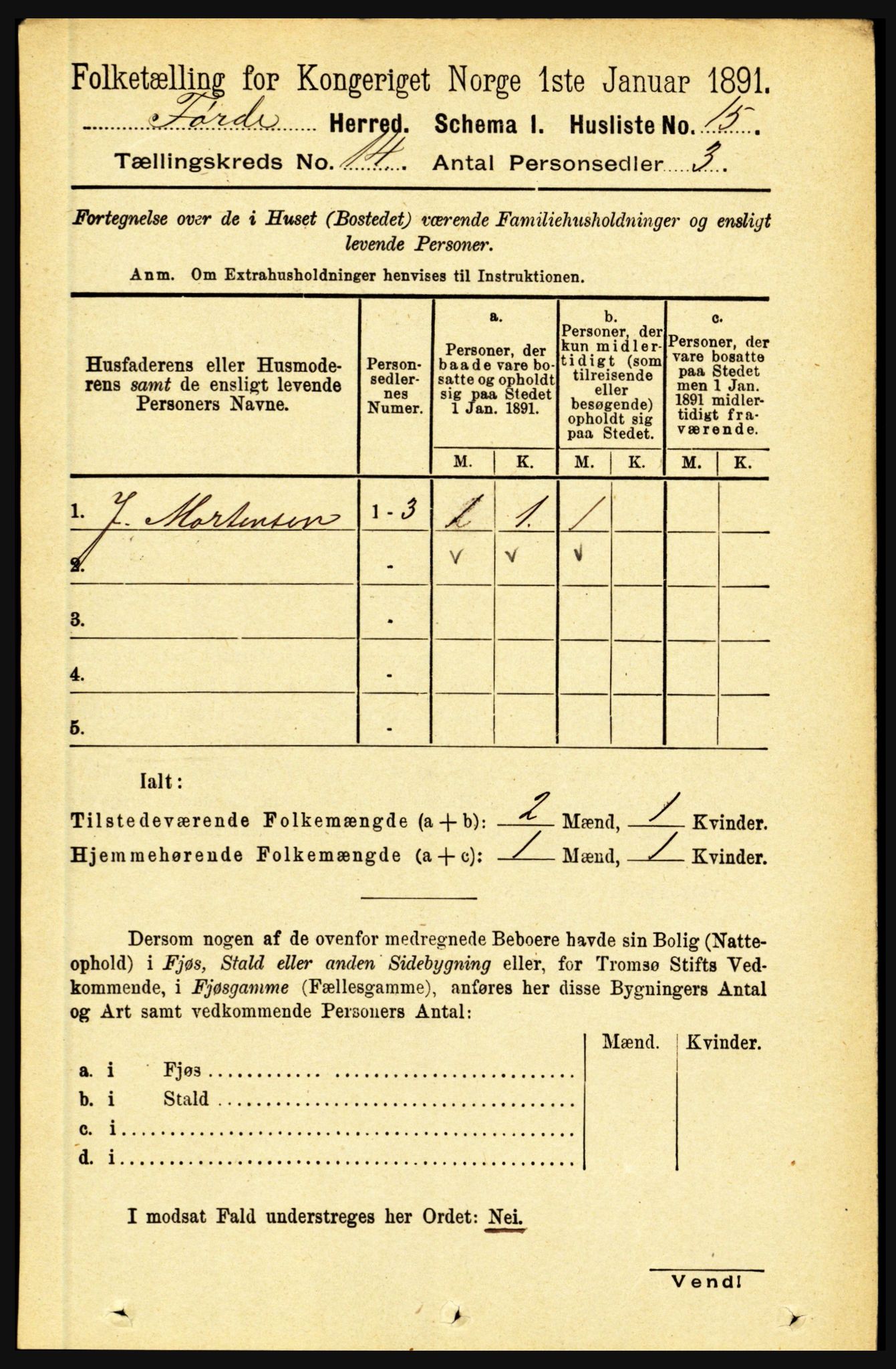 RA, 1891 census for 1432 Førde, 1891, p. 5074