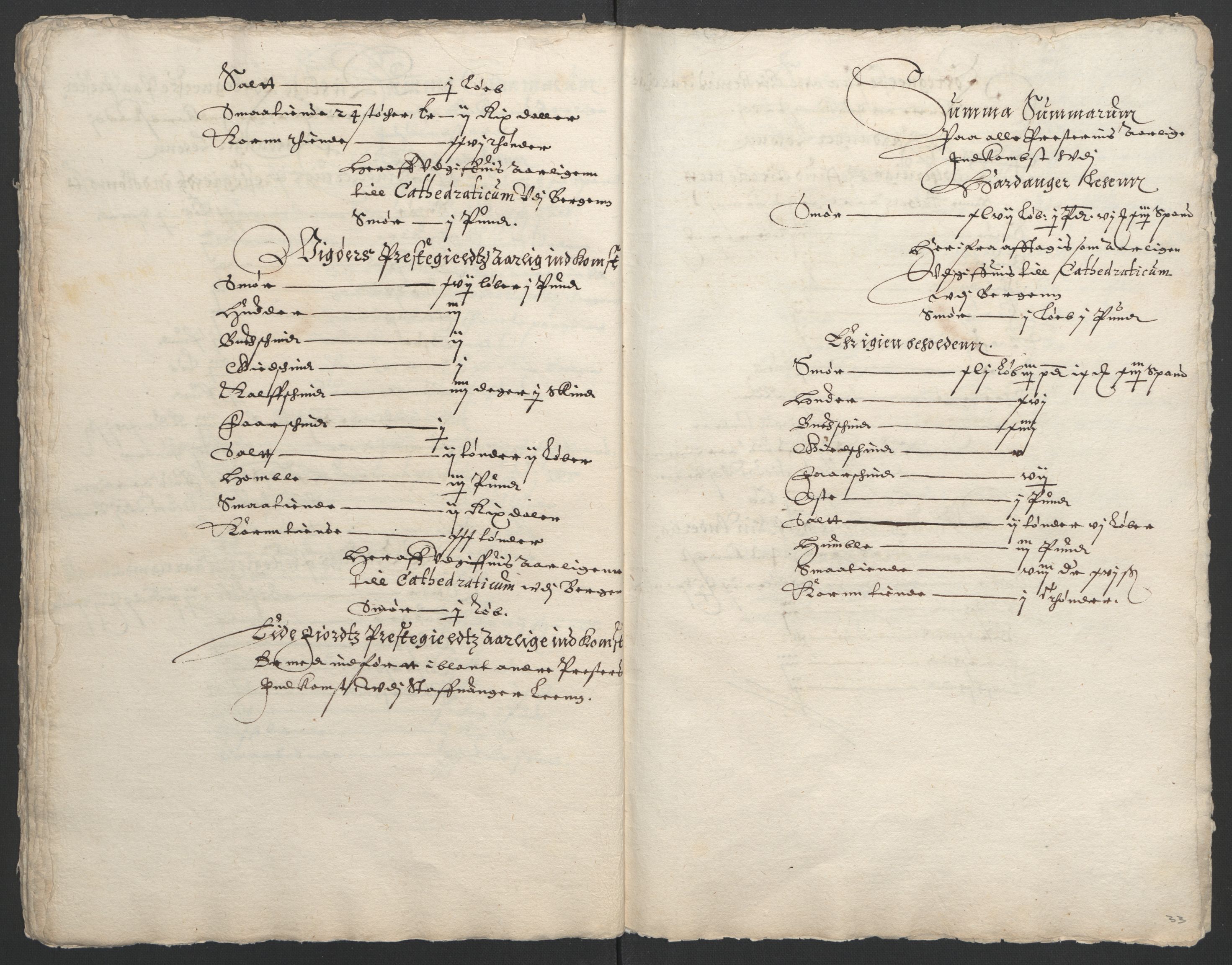 Stattholderembetet 1572-1771, AV/RA-EA-2870/Ek/L0015/0001: Jordebøker til utlikning av rosstjeneste 1624-1626: / Kirke- og prestebolsinntekter i Bergen bispedømme, 1624-1626, p. 96