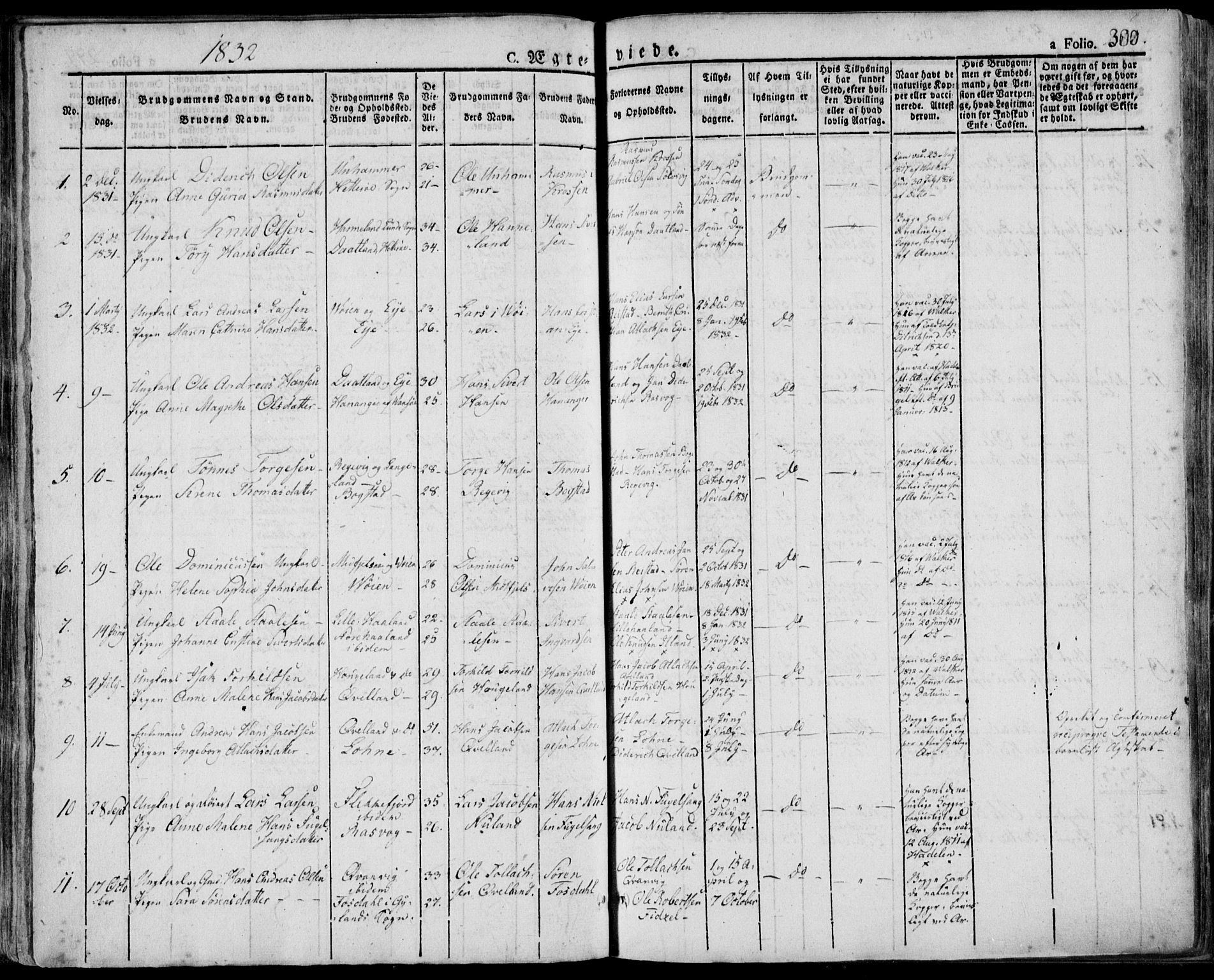 Flekkefjord sokneprestkontor, AV/SAK-1111-0012/F/Fa/Fac/L0003: Parish register (official) no. A 3, 1826-1841, p. 300