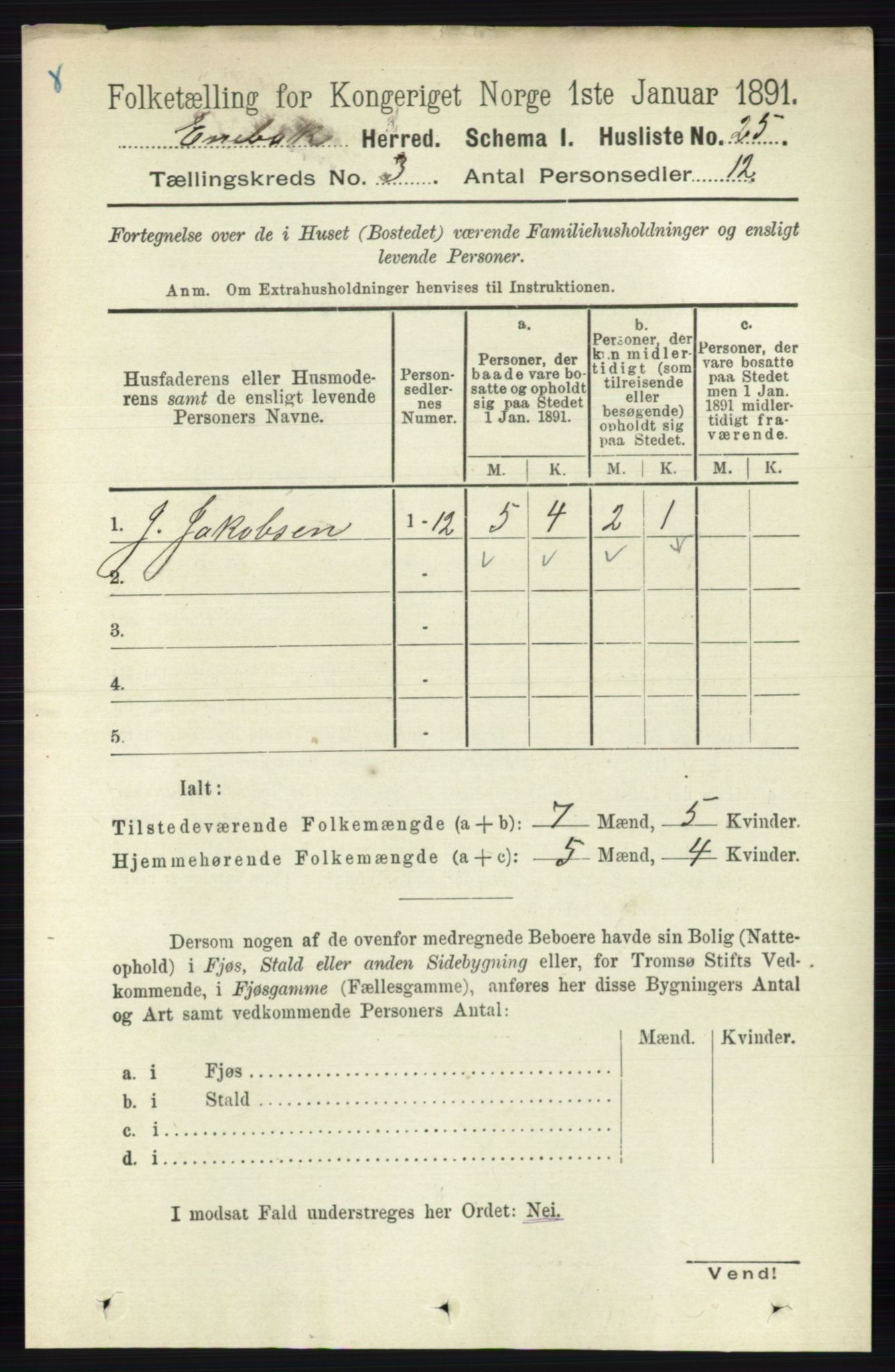 RA, 1891 census for 0229 Enebakk, 1891, p. 1096
