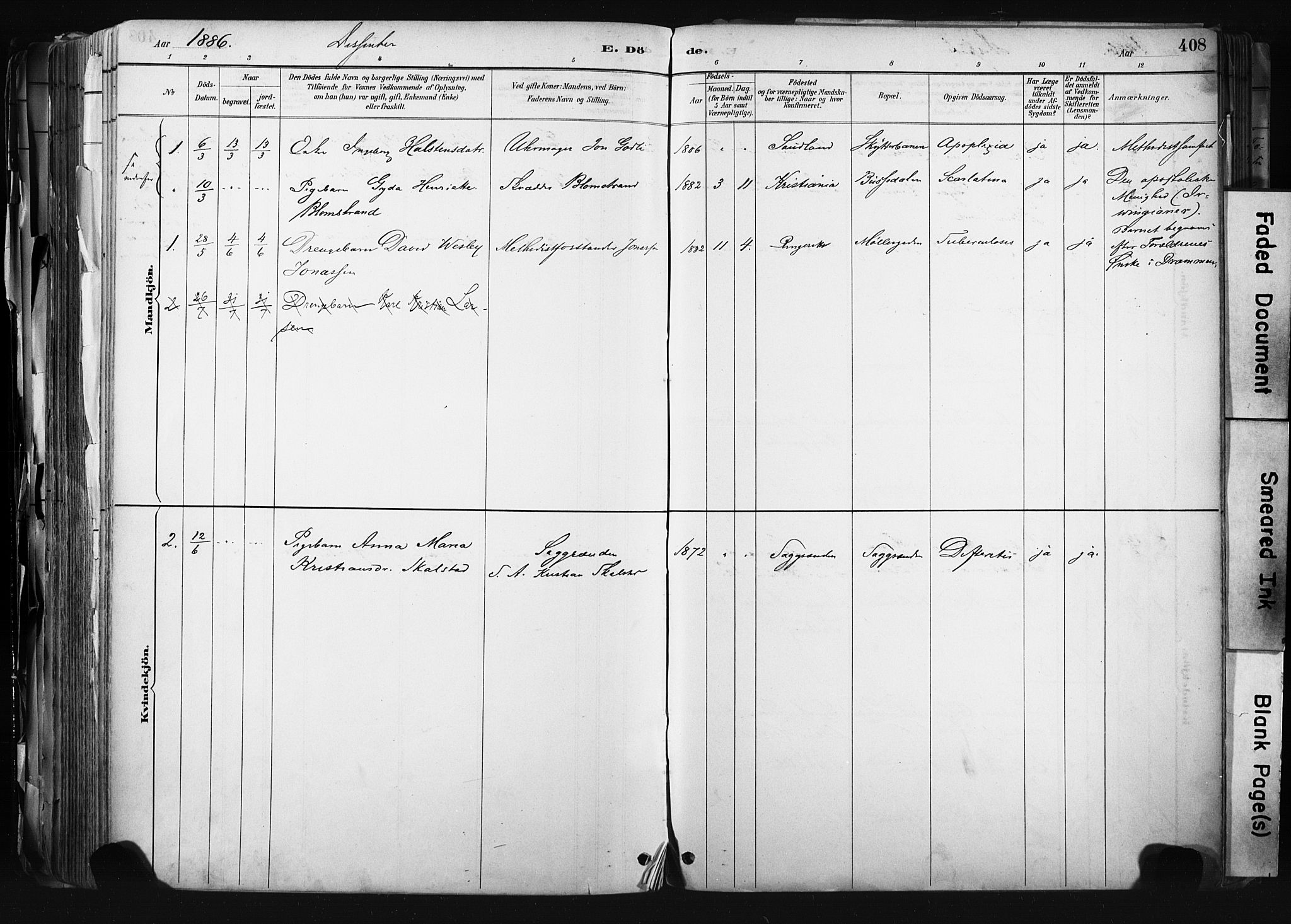 Kongsberg kirkebøker, SAKO/A-22/F/Fb/L0002: Parish register (official) no. II 2, 1886-1896, p. 408