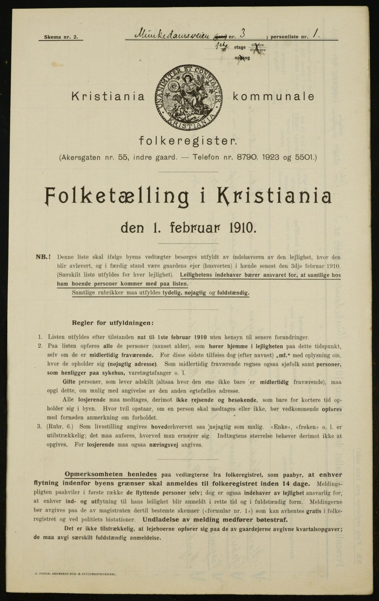 OBA, Municipal Census 1910 for Kristiania, 1910, p. 64516