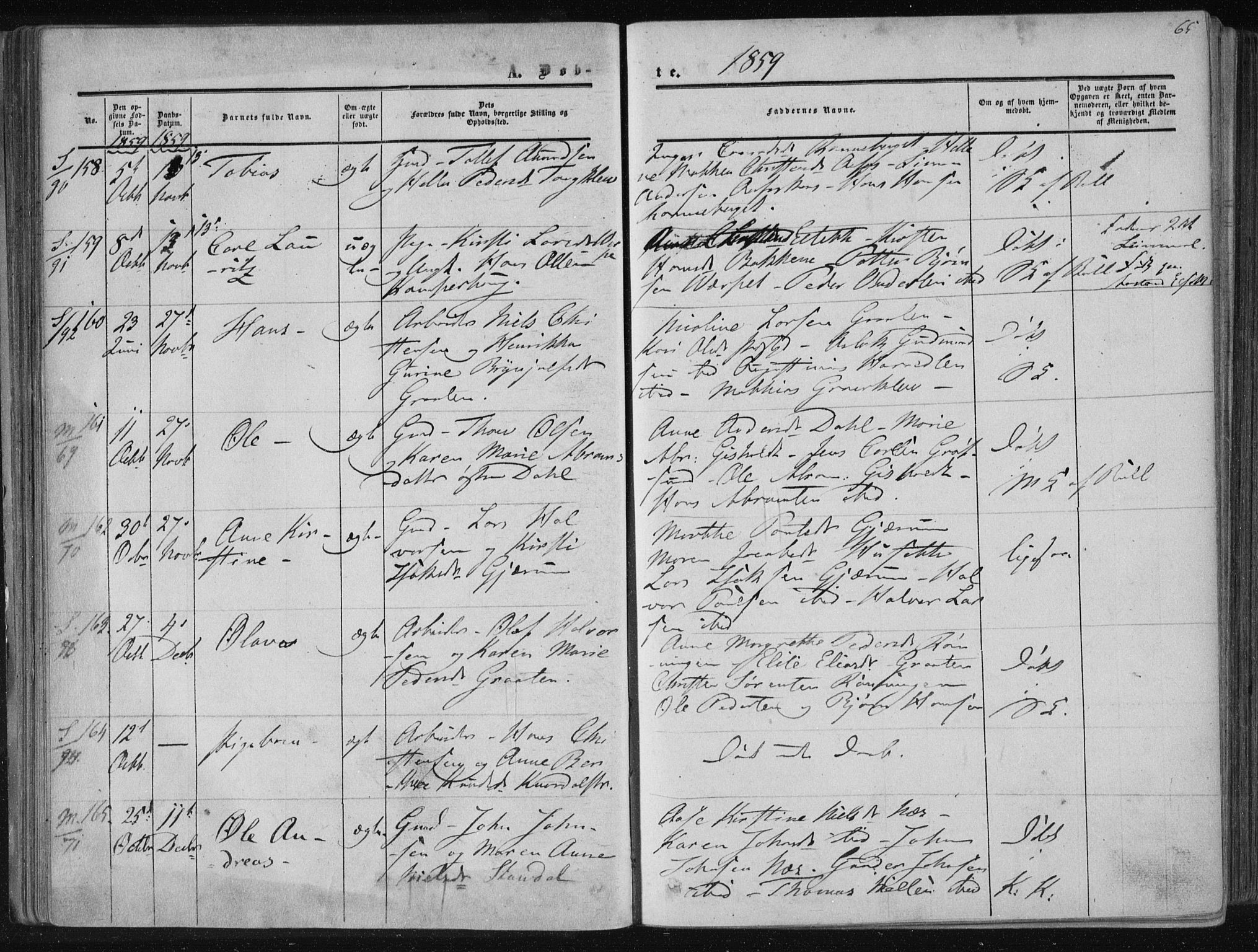 Solum kirkebøker, AV/SAKO-A-306/F/Fa/L0007: Parish register (official) no. I 7, 1856-1864, p. 65