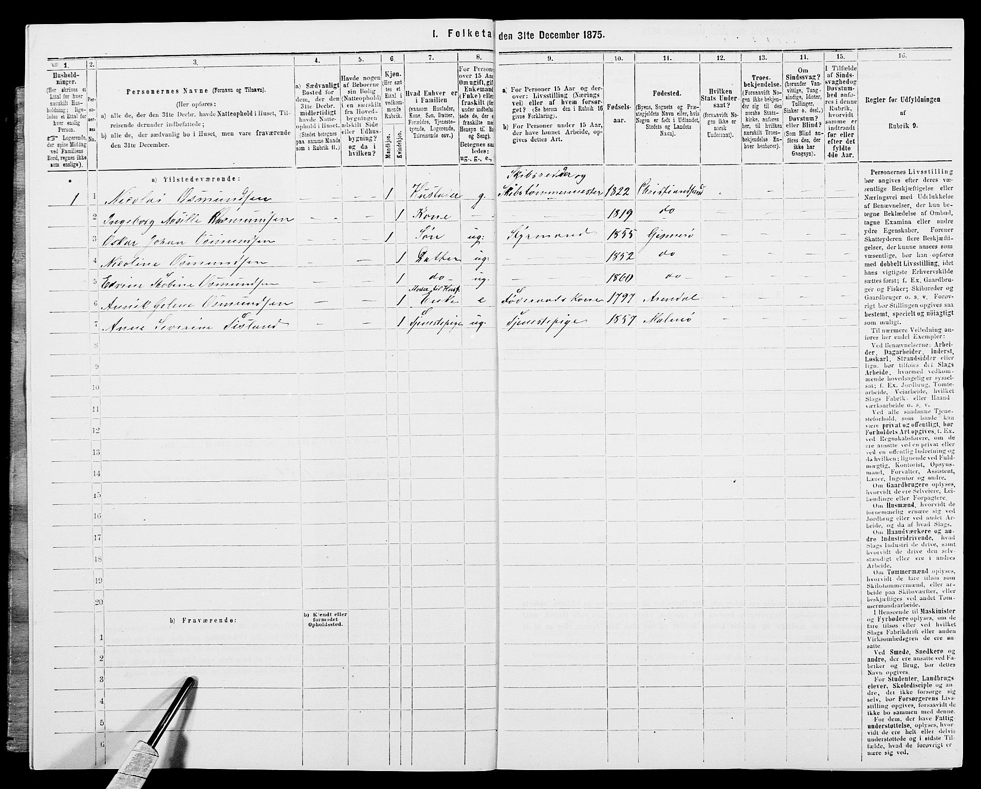 SAK, 1875 census for 1019L Mandal/Halse og Harkmark, 1875, p. 59