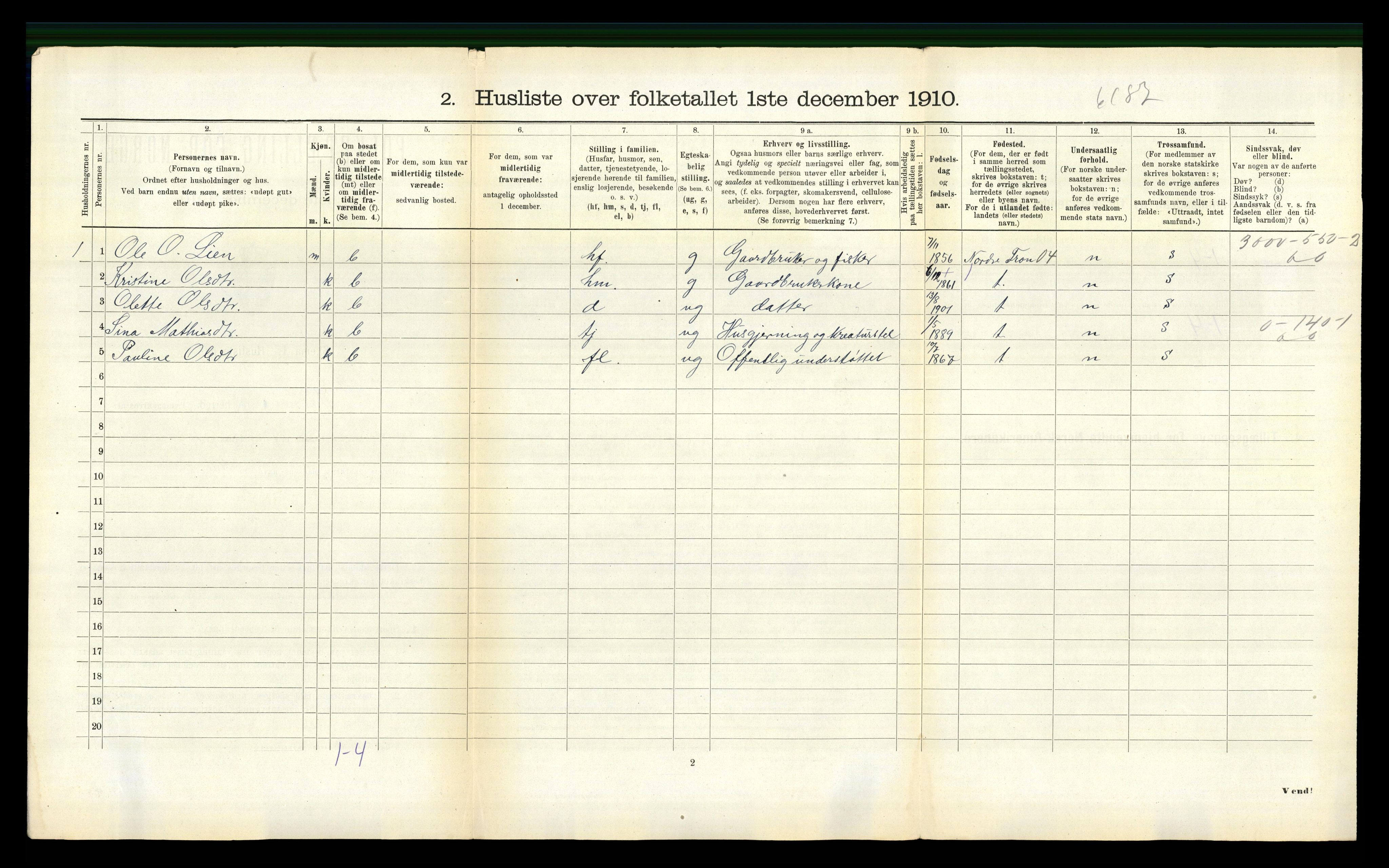 RA, 1910 census for Fræna, 1910, p. 311