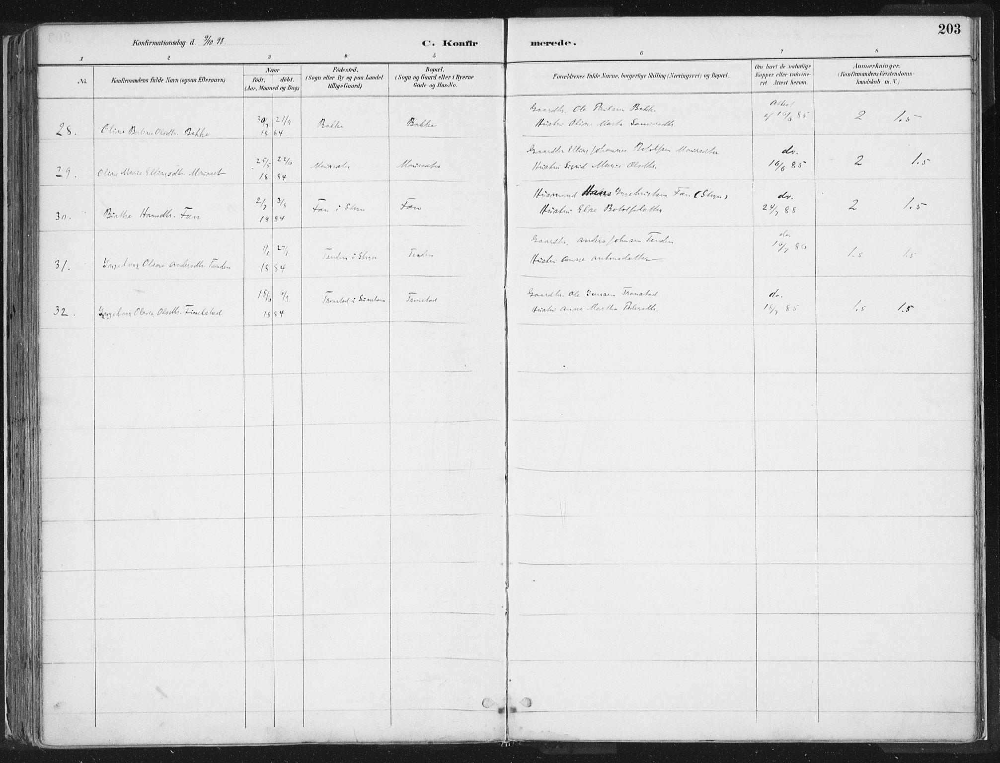 Hornindal sokneprestembete, AV/SAB-A-82401/H/Haa/Haaa/L0003/0001: Parish register (official) no. A 3A, 1887-1917, p. 203