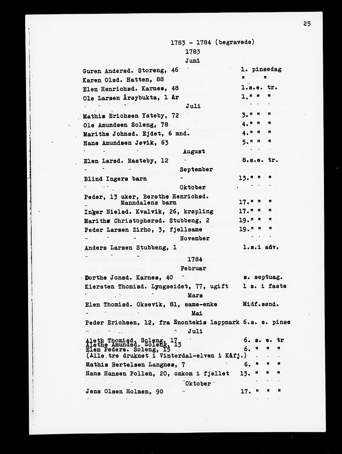 Lyngen sokneprestembete, AV/SATØ-S-1289/H/He/Hea/L0002kirke: Parish register (official) no. 2 og 3 (avskrift), 1782-1790, p. 25