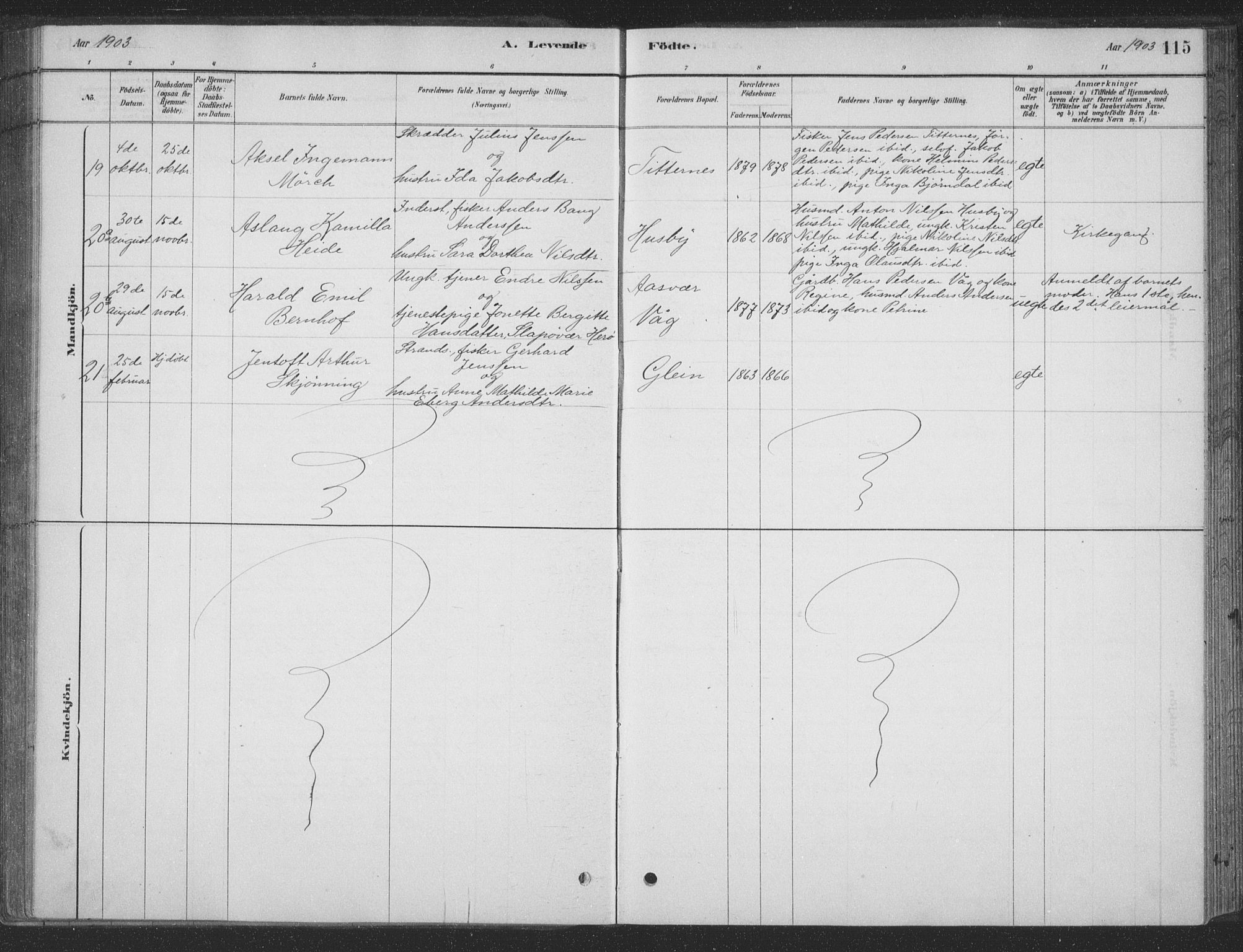 Ministerialprotokoller, klokkerbøker og fødselsregistre - Nordland, SAT/A-1459/835/L0532: Parish register (copy) no. 835C04, 1880-1905, p. 115