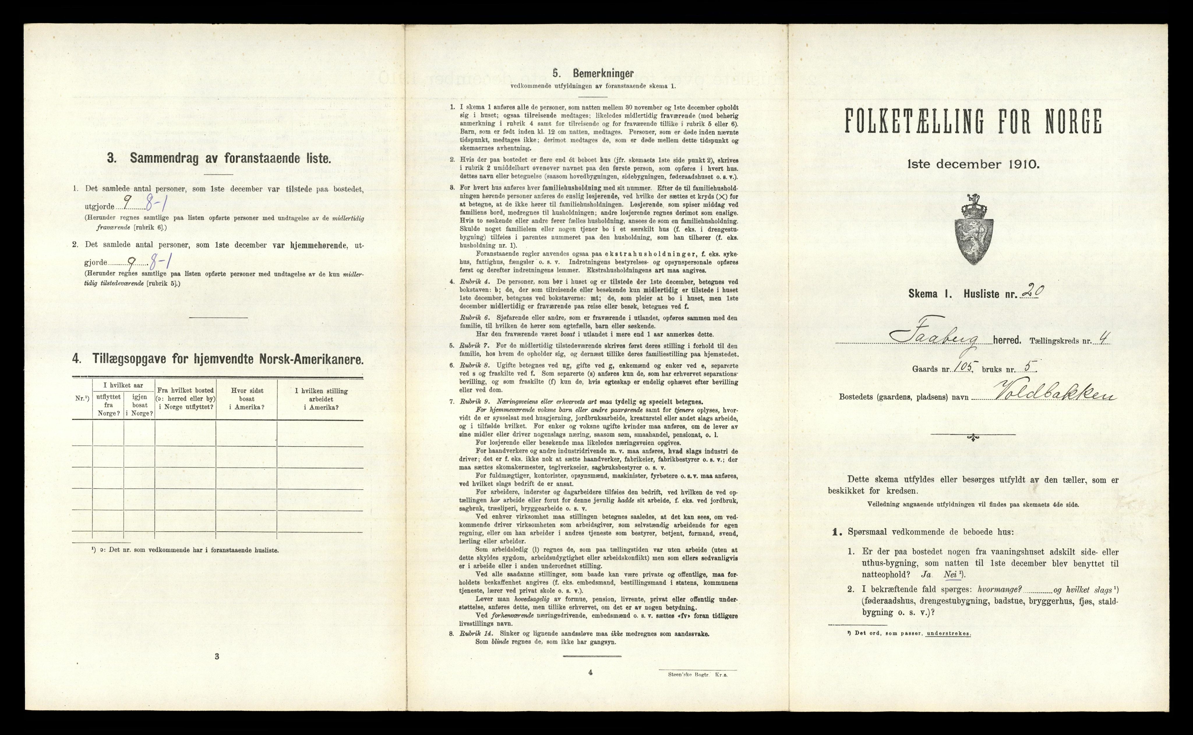 RA, 1910 census for Fåberg, 1910, p. 394