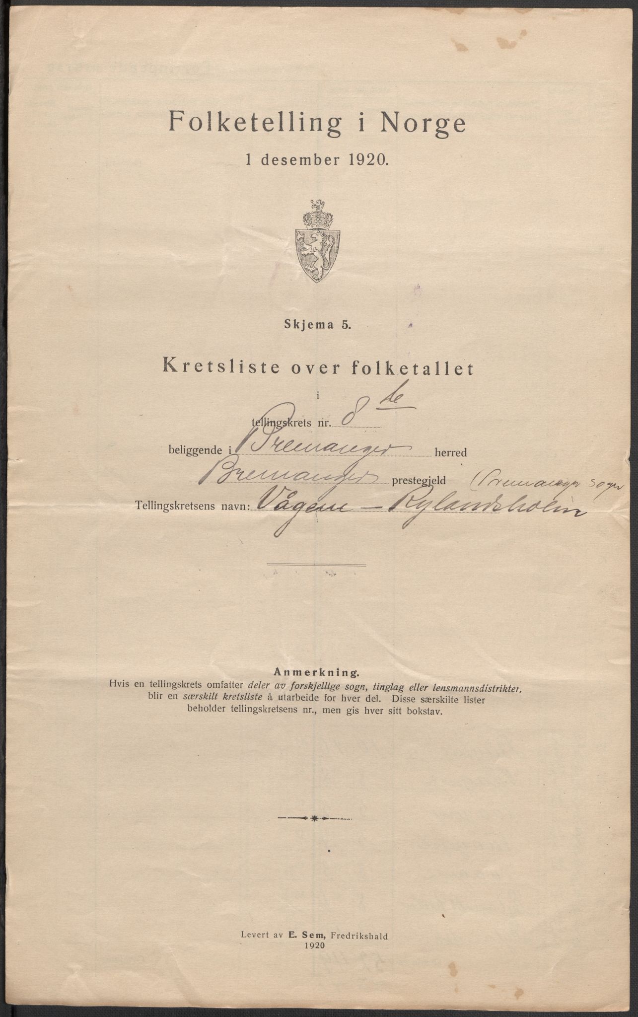 SAB, 1920 census for Bremanger, 1920, p. 30