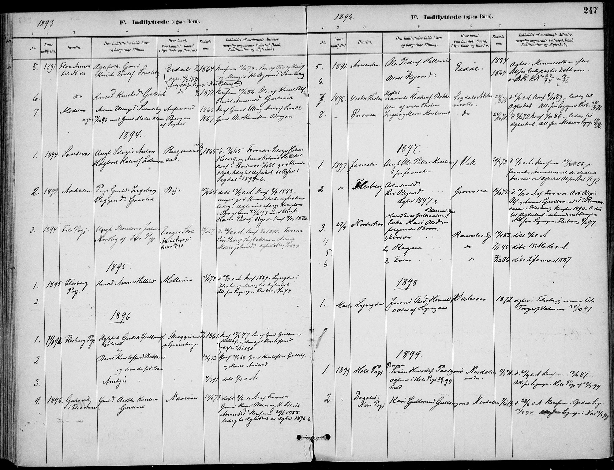 Sigdal kirkebøker, AV/SAKO-A-245/F/Fb/L0001: Parish register (official) no. II 1, 1888-1900, p. 247