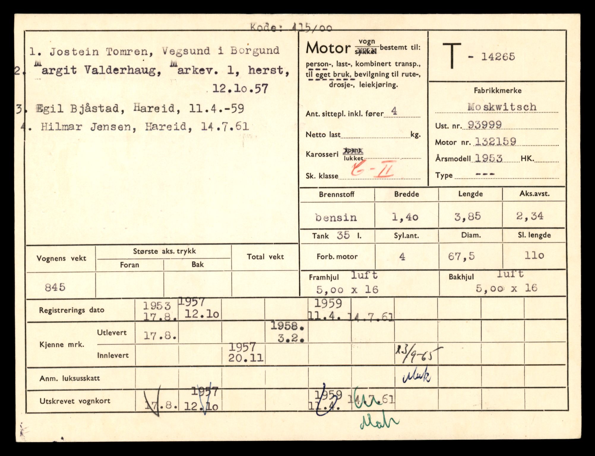 Møre og Romsdal vegkontor - Ålesund trafikkstasjon, AV/SAT-A-4099/F/Fe/L0044: Registreringskort for kjøretøy T 14205 - T 14319, 1927-1998, p. 1798