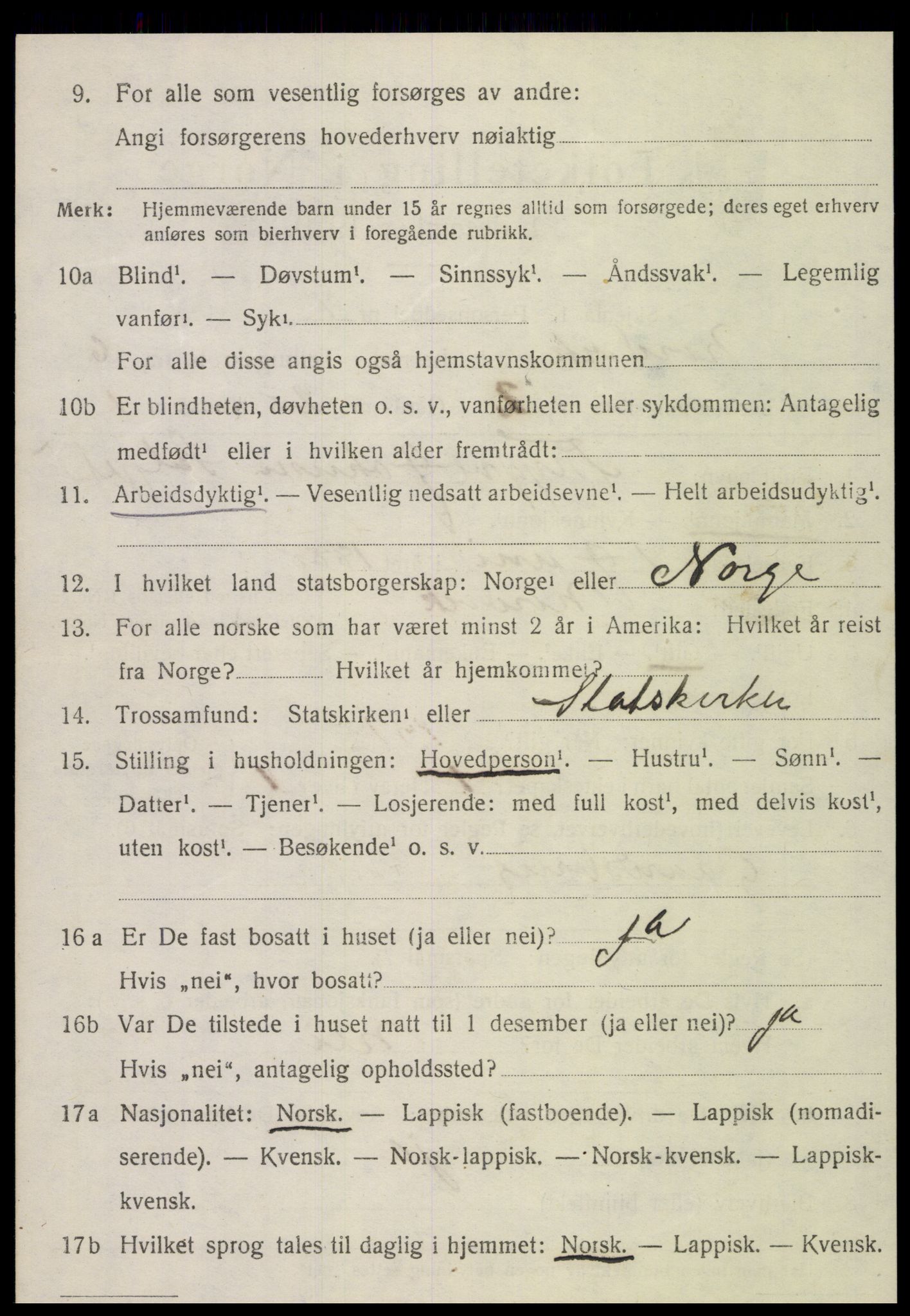 SAT, 1920 census for Nordvik, 1920, p. 2219