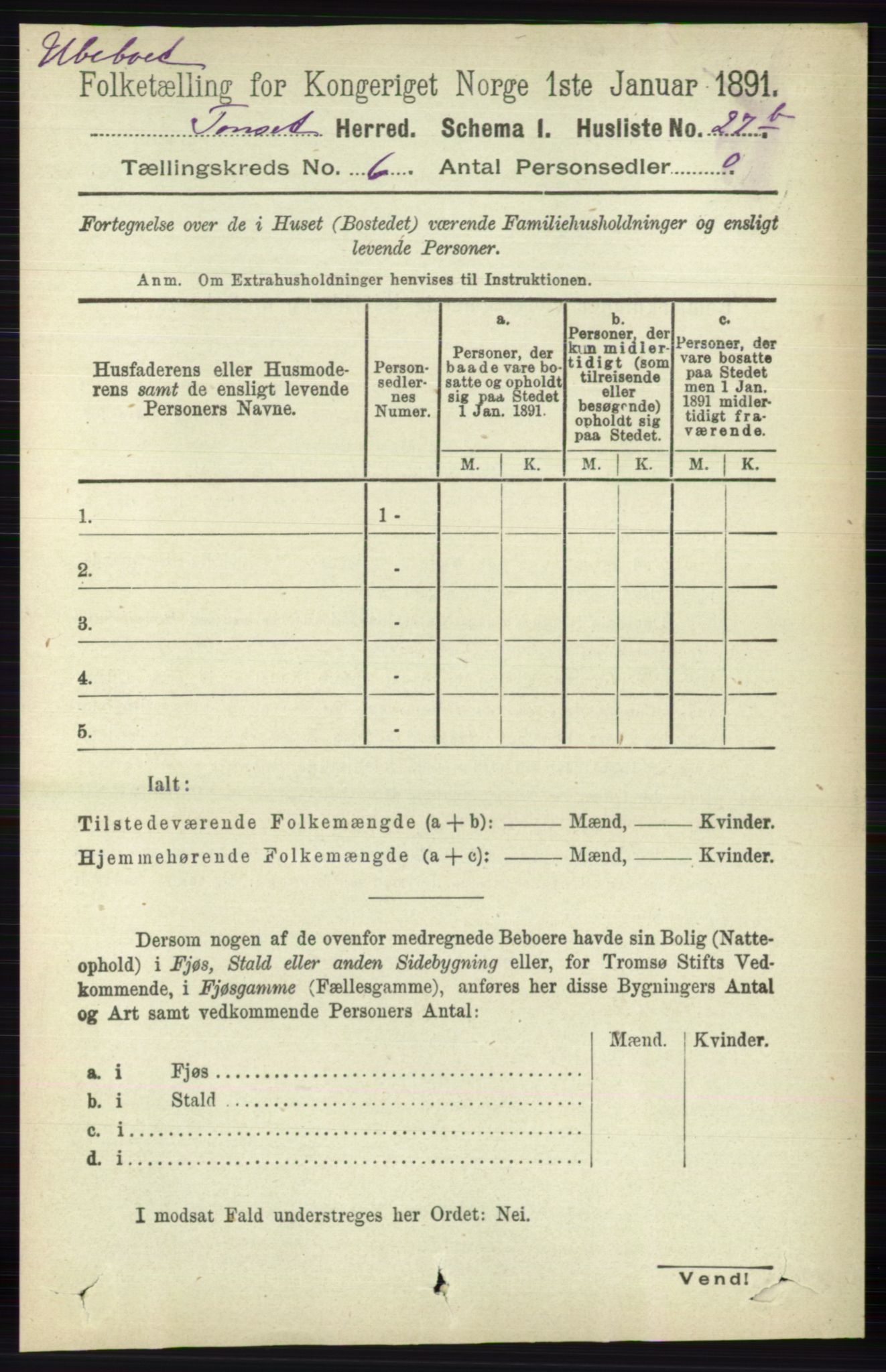 RA, 1891 census for 0437 Tynset, 1891, p. 1460