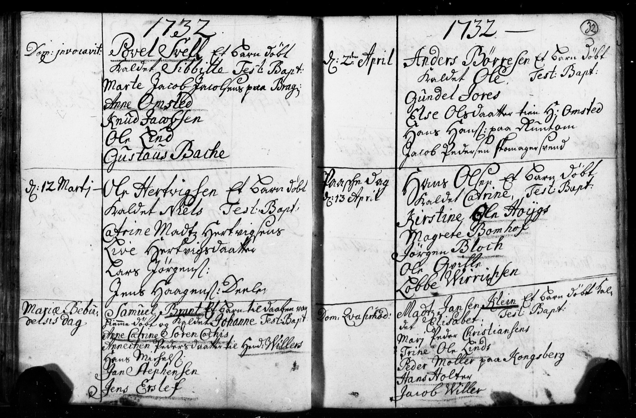 Strømsø kirkebøker, AV/SAKO-A-246/F/Fb/L0001: Parish register (official) no. II 1, 1725-1737, p. 32