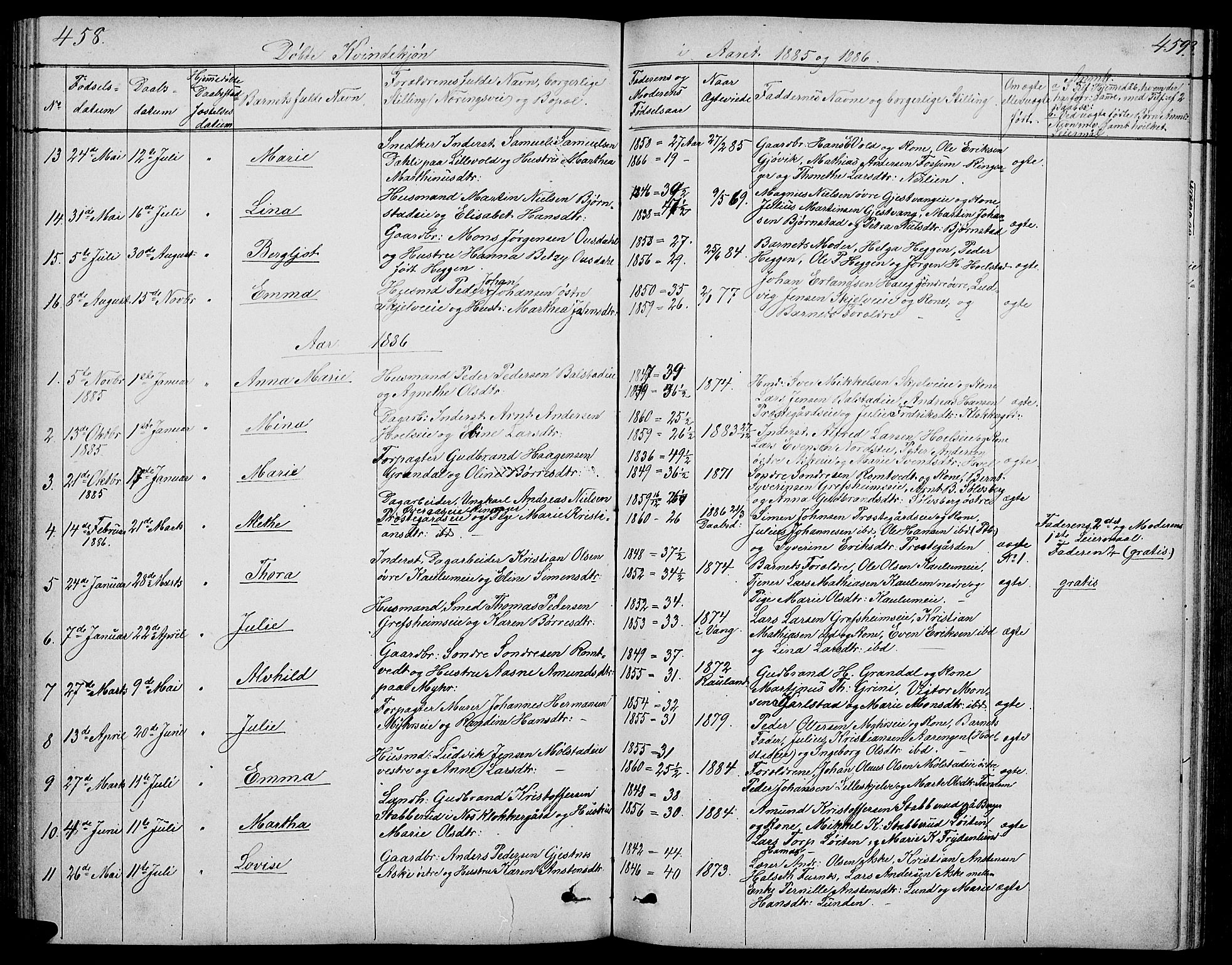 Nes prestekontor, Hedmark, SAH/PREST-020/L/La/L0005: Parish register (copy) no. 5, 1852-1889, p. 458-459
