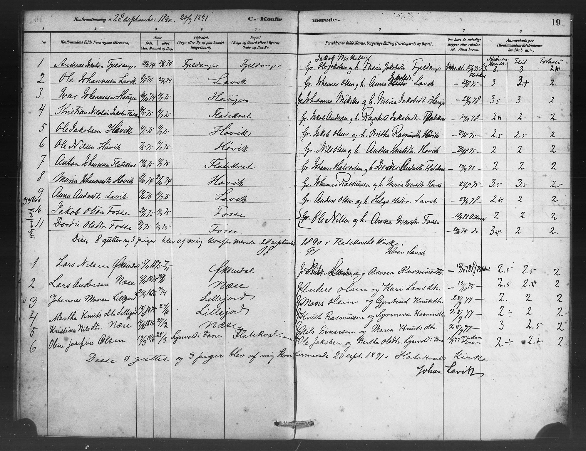 Vaksdal Sokneprestembete, SAB/A-78901/H/Haa: Parish register (official) no. C 1, 1881-1900, p. 19