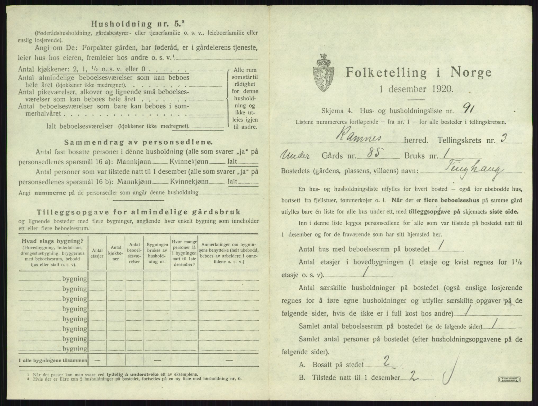 SAKO, 1920 census for Ramnes, 1920, p. 585