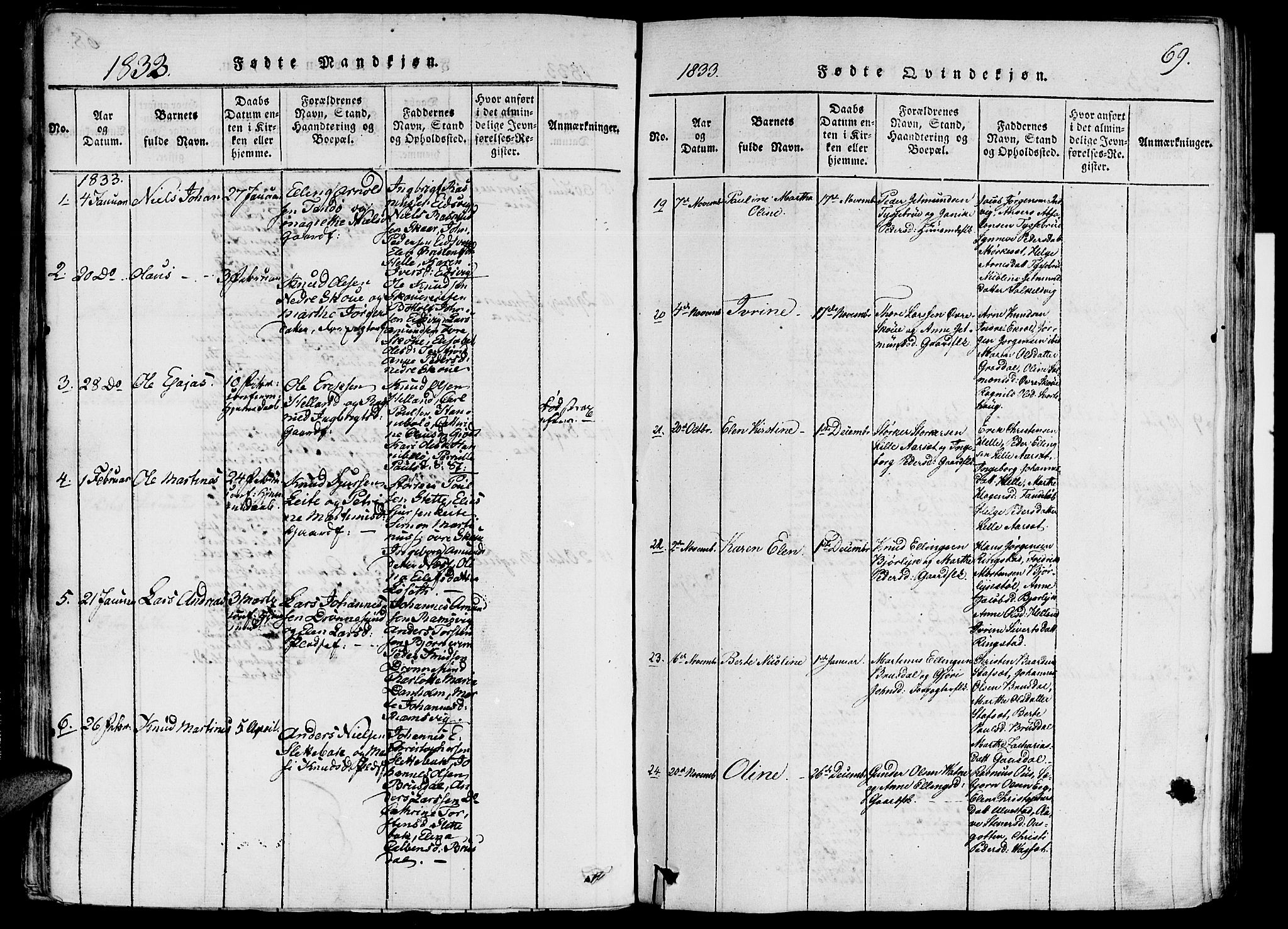 Ministerialprotokoller, klokkerbøker og fødselsregistre - Møre og Romsdal, SAT/A-1454/524/L0351: Parish register (official) no. 524A03, 1816-1838, p. 69