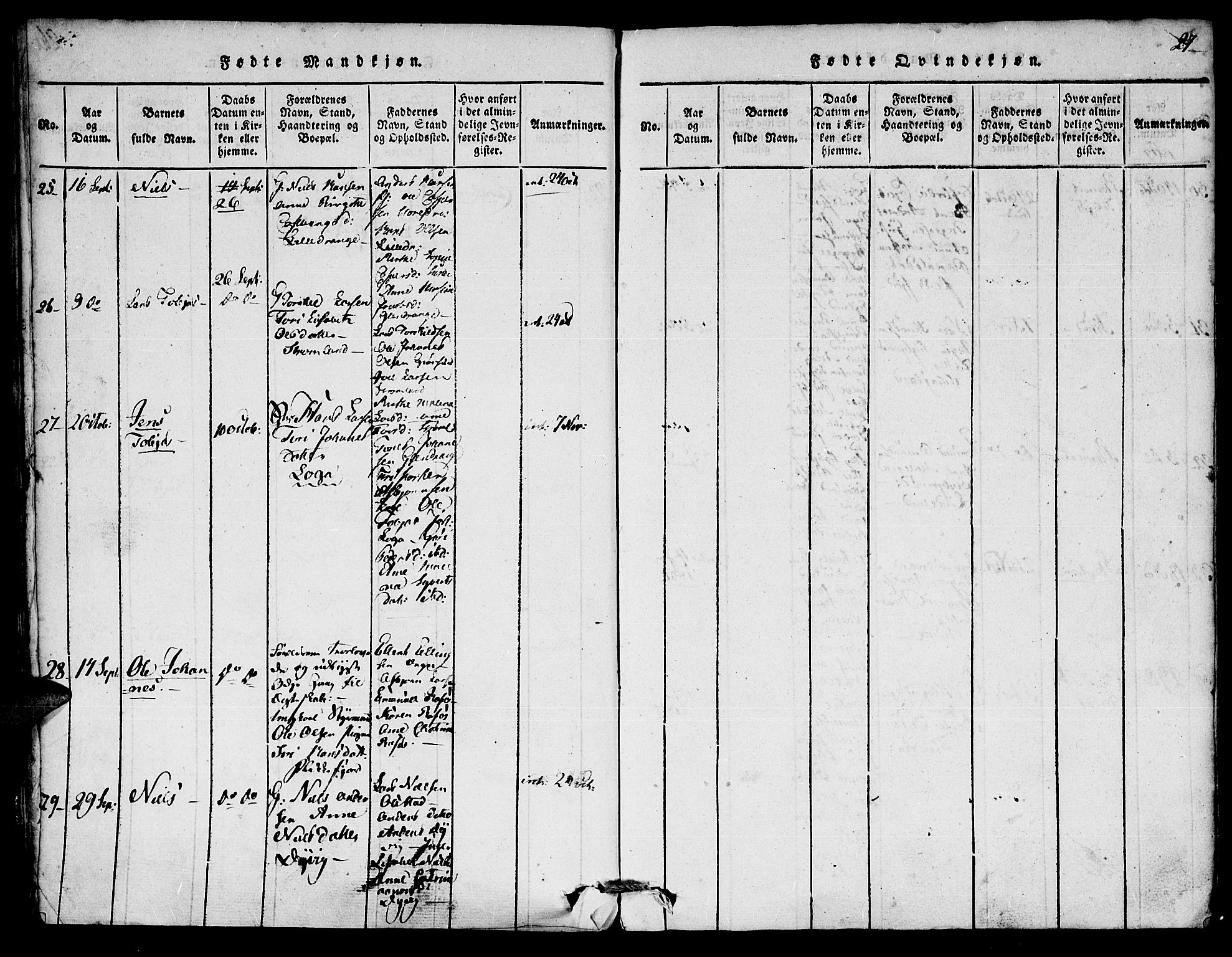 Flekkefjord sokneprestkontor, AV/SAK-1111-0012/F/Fa/Fac/L0002: Parish register (official) no. A 2, 1815-1826, p. 27