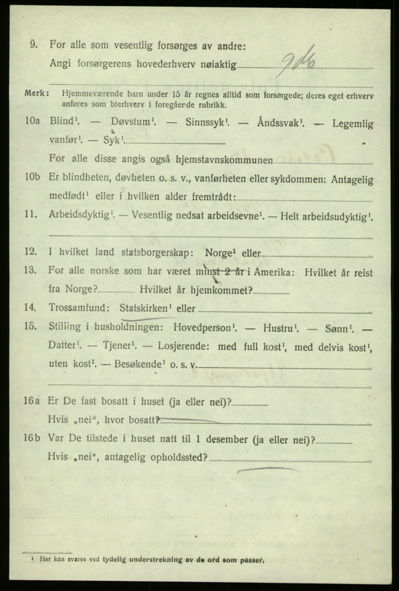 SAB, 1920 census for Balestrand, 1920, p. 3021