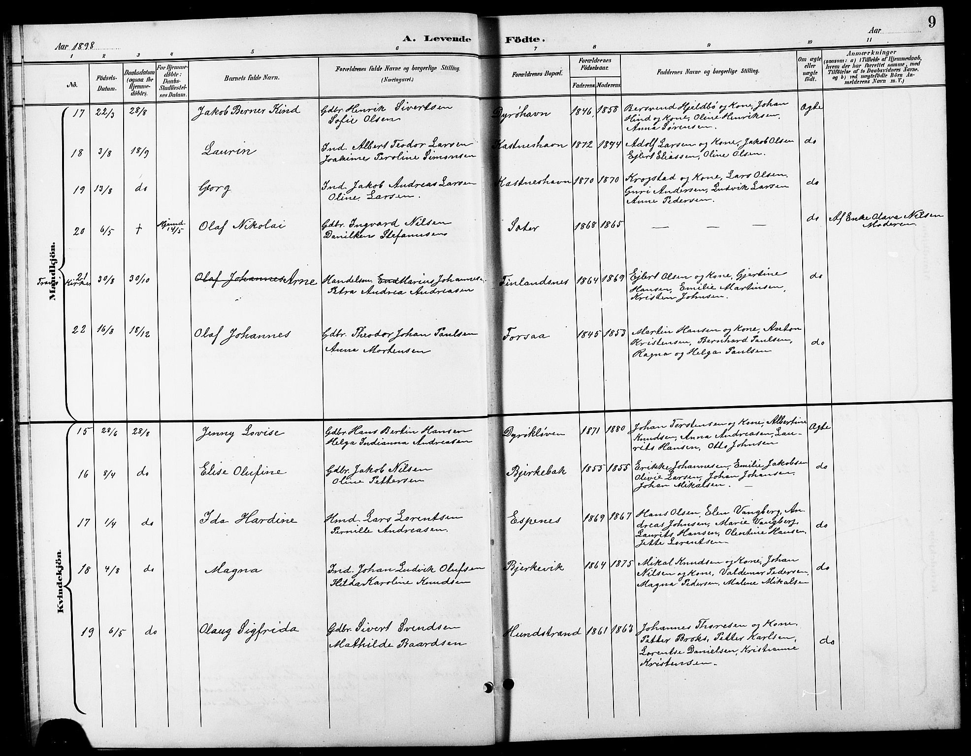 Tranøy sokneprestkontor, AV/SATØ-S-1313/I/Ia/Iab/L0014klokker: Parish register (copy) no. 14, 1896-1918, p. 9