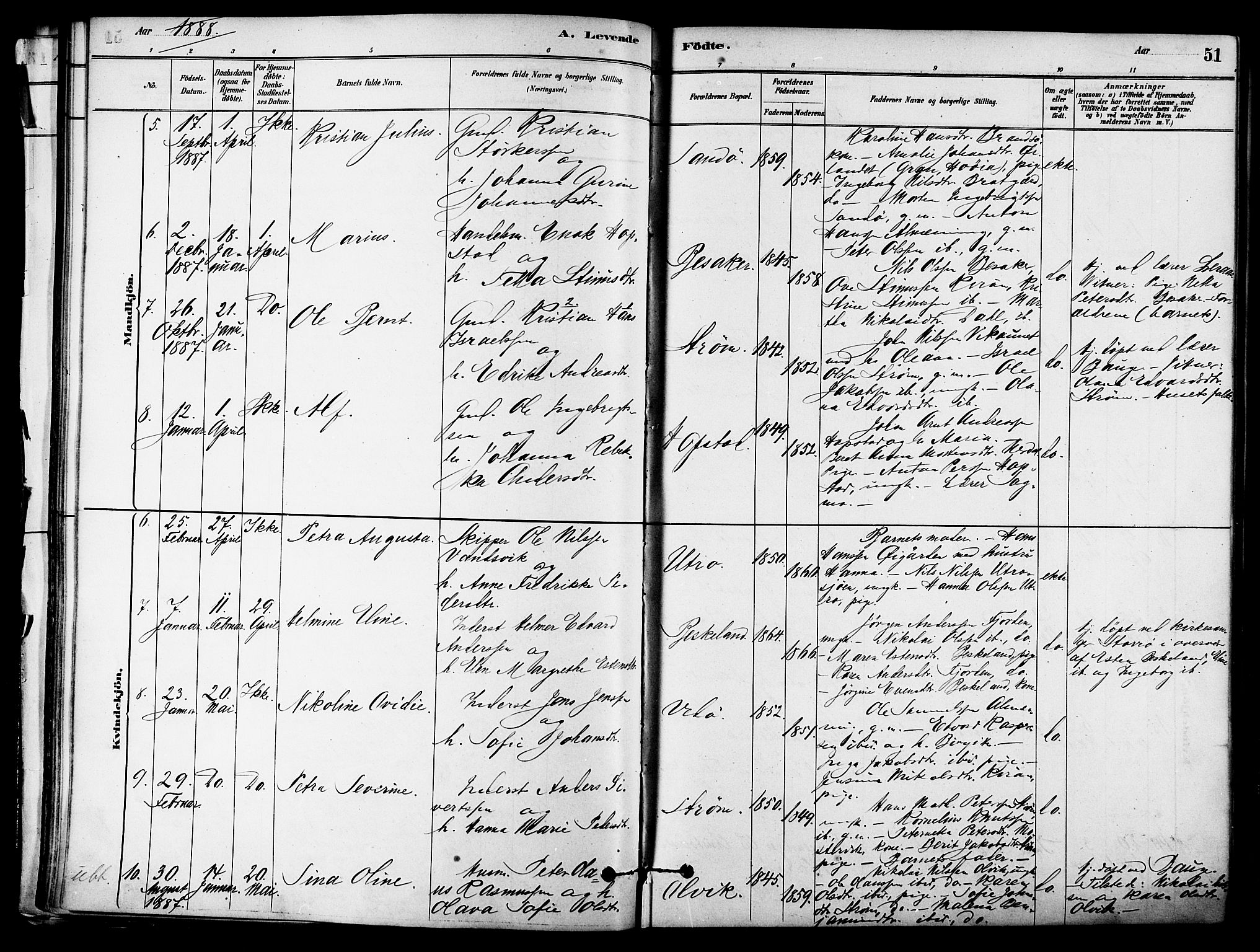 Ministerialprotokoller, klokkerbøker og fødselsregistre - Sør-Trøndelag, SAT/A-1456/657/L0707: Parish register (official) no. 657A08, 1879-1893, p. 51