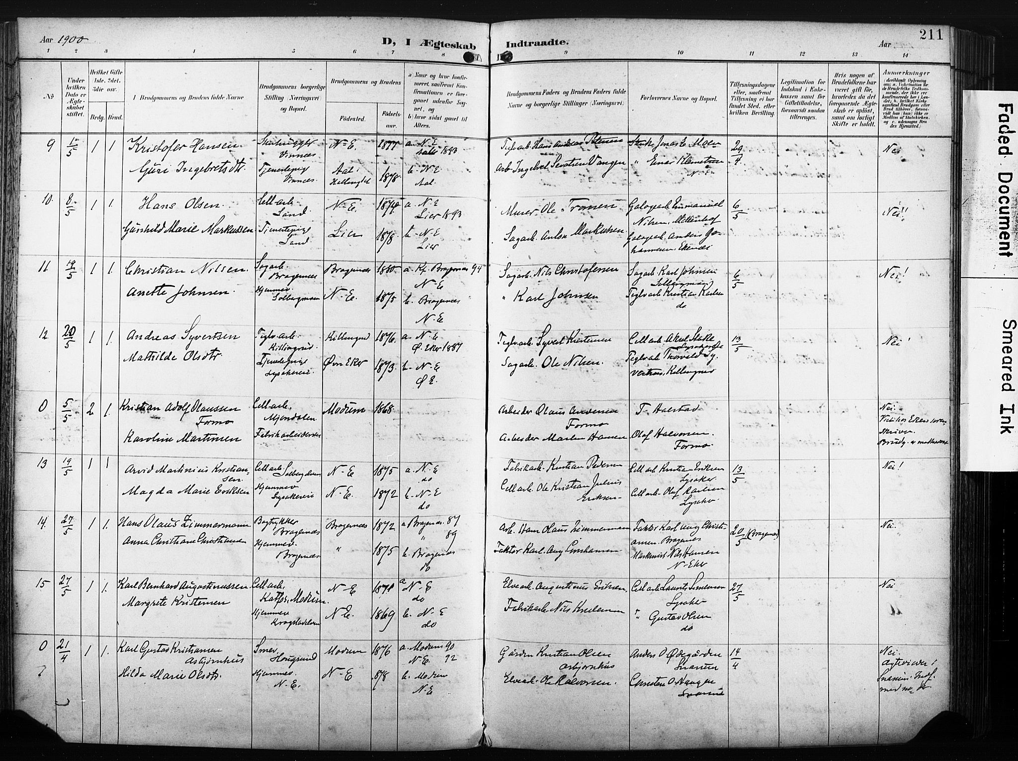 Nedre Eiker kirkebøker, AV/SAKO-A-612/F/Fa/L0005: Parish register (official) no. 5, 1898-1905, p. 211