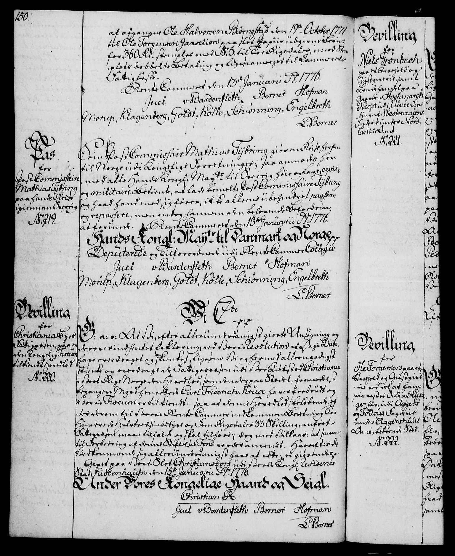 Rentekammeret, Kammerkanselliet, RA/EA-3111/G/Gg/Gga/L0010: Norsk ekspedisjonsprotokoll med register (merket RK 53.10), 1773-1778, p. 150