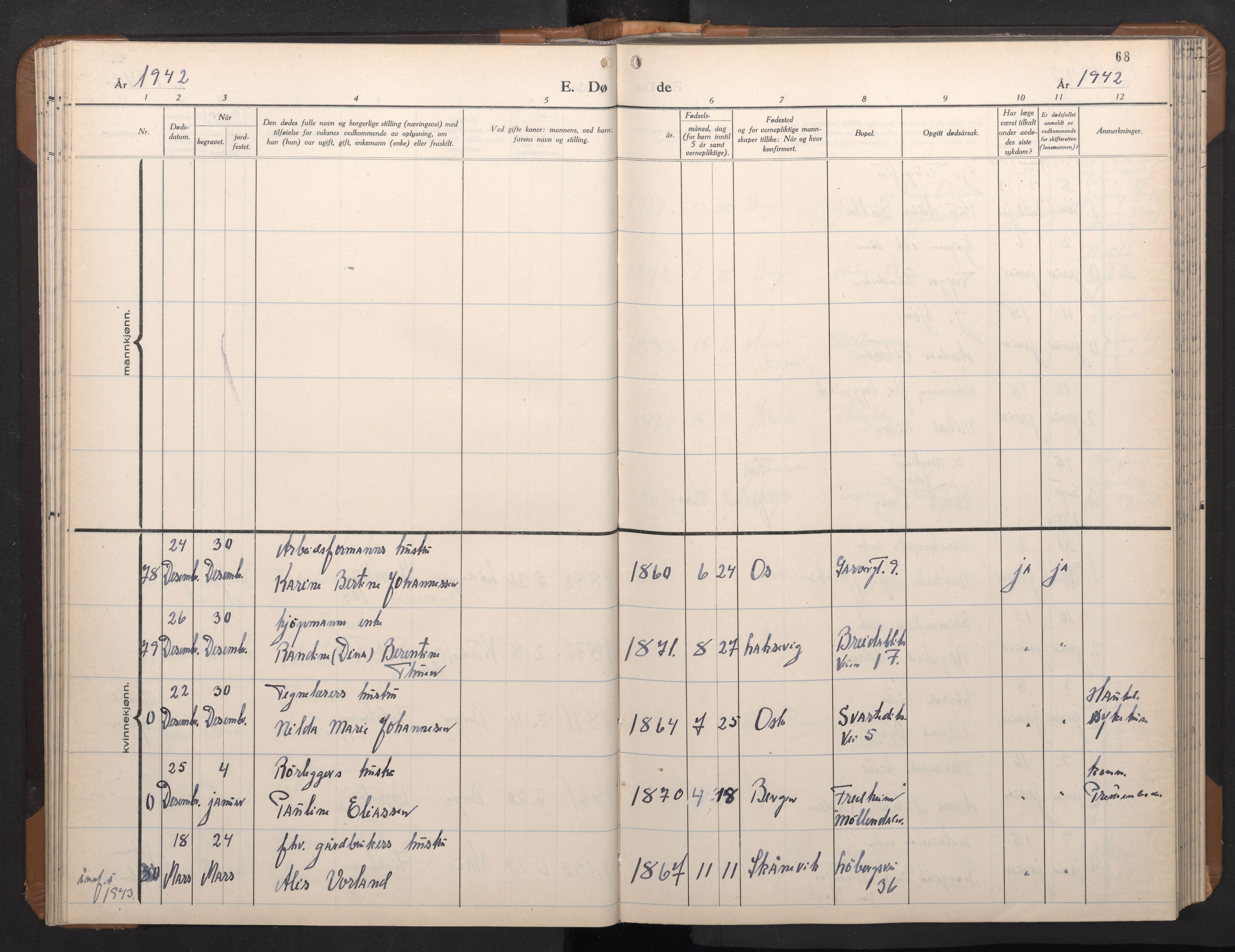 Årstad Sokneprestembete, AV/SAB-A-79301/H/Hab/L0026: Parish register (copy) no. D 3, 1940-1950, p. 67b-68a