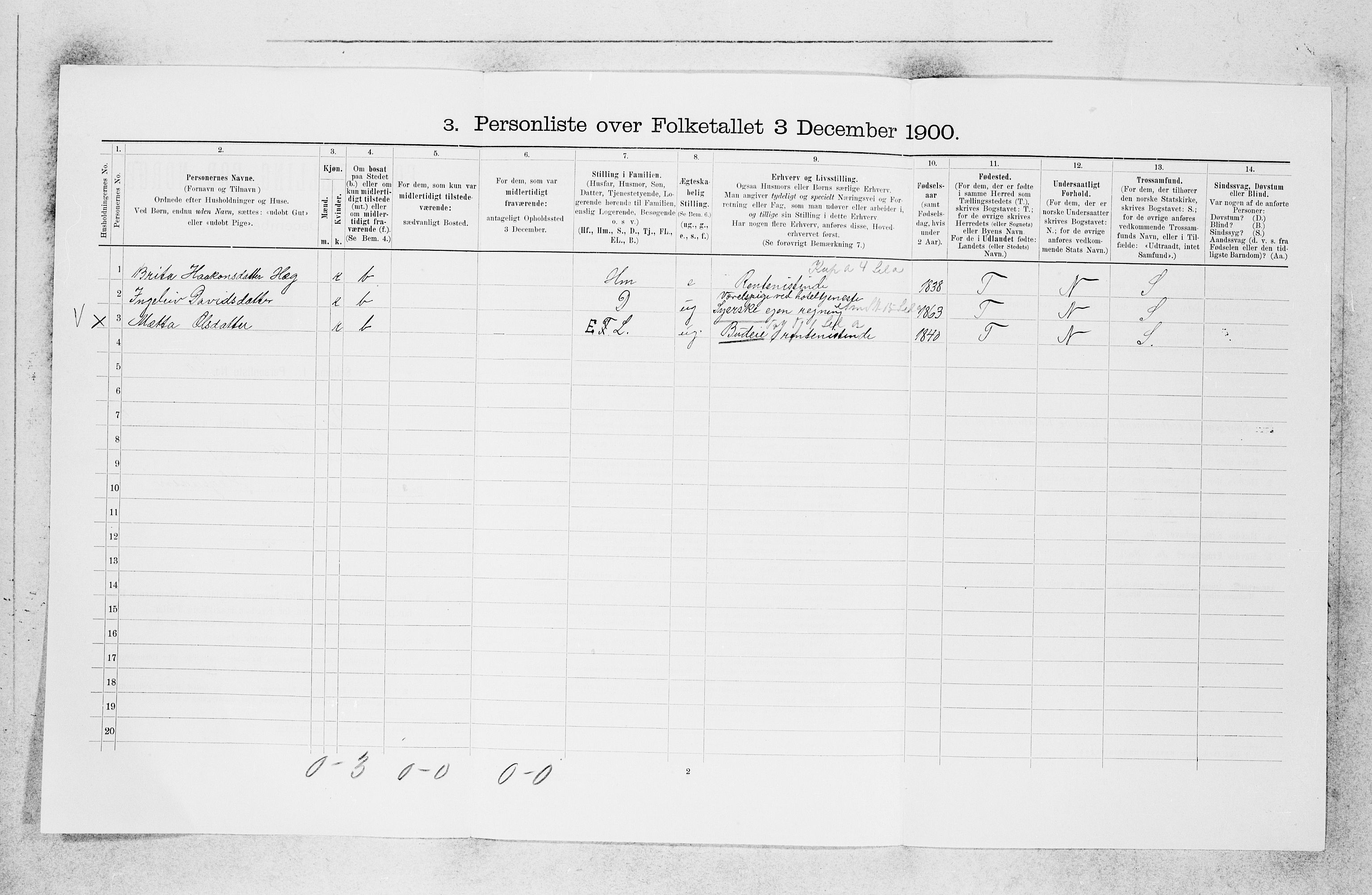 SAB, 1900 census for Borgund, 1900, p. 181