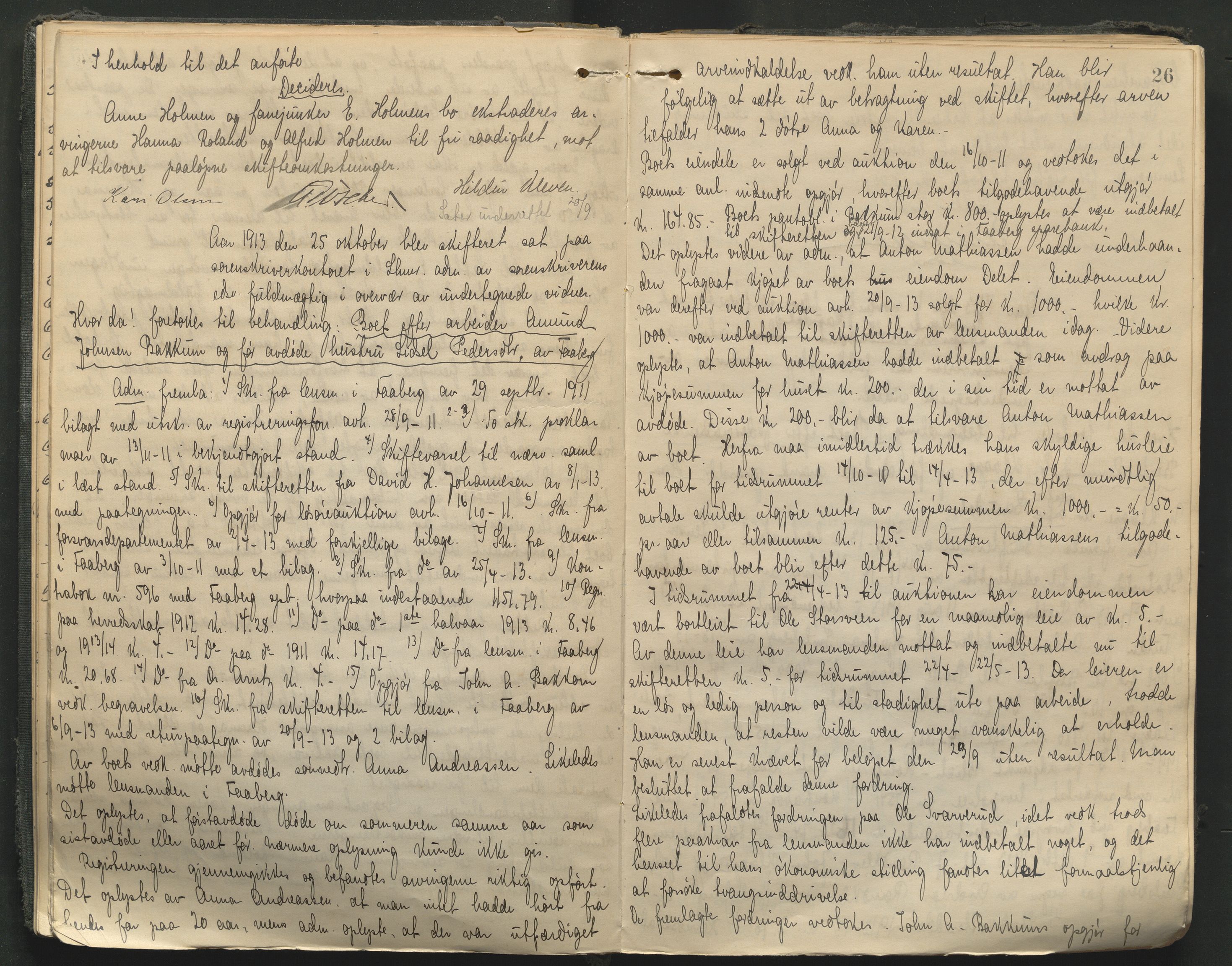 Sør-Gudbrandsdal tingrett, AV/SAH-TING-004/J/Ja/Jad/L0003: Skifteforhandlingsprotokoll - landet, 1911-1922, p. 26