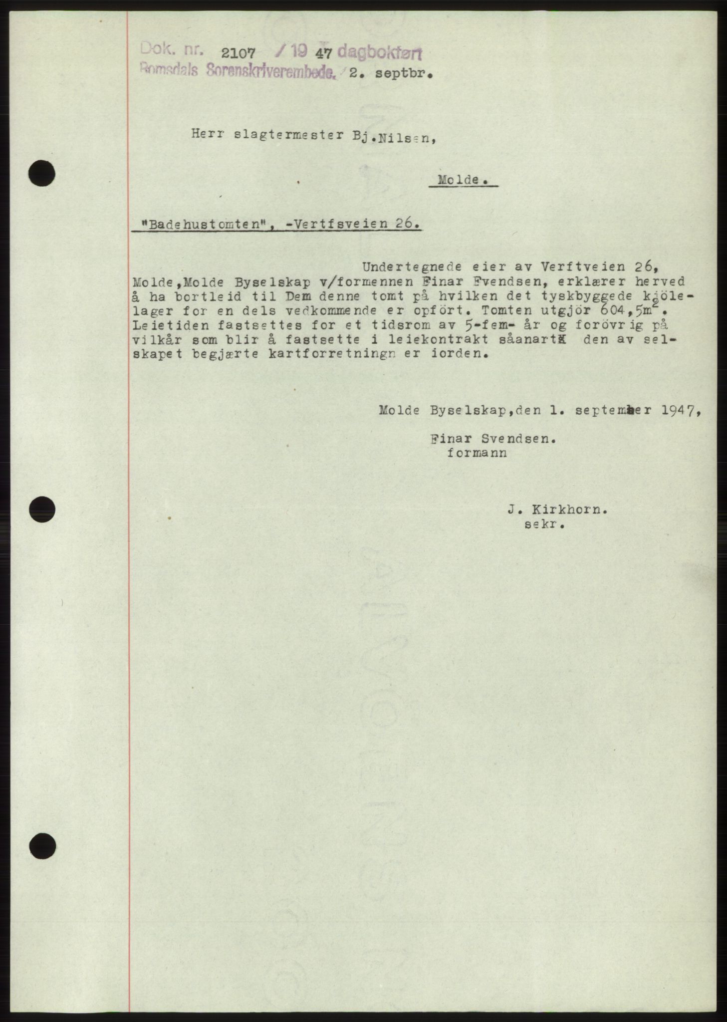 Romsdal sorenskriveri, AV/SAT-A-4149/1/2/2C: Mortgage book no. B3, 1946-1948, Diary no: : 2107/1947